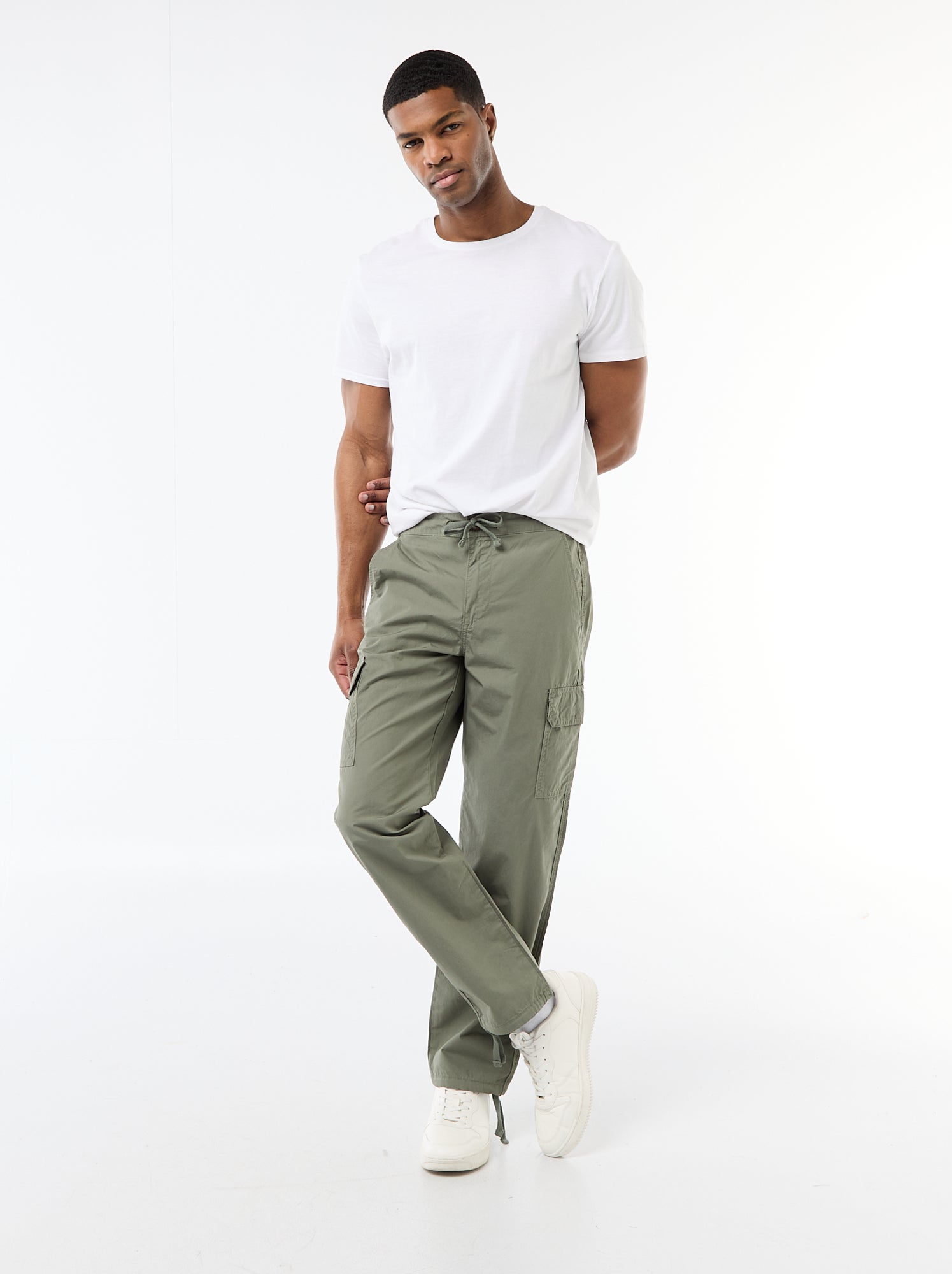 Pantalon multipoche regular fit - Vert