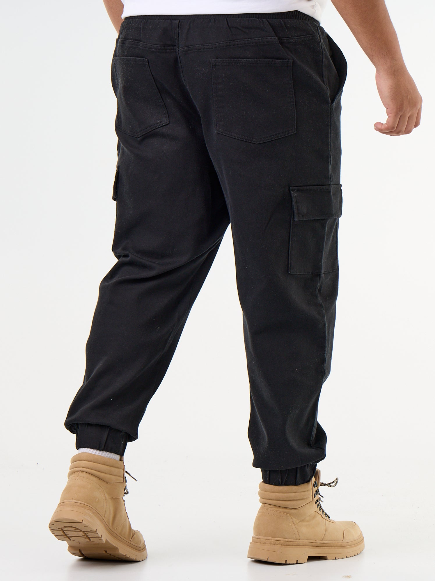 Pantalon multipoches avec taille élastiquée - Noir