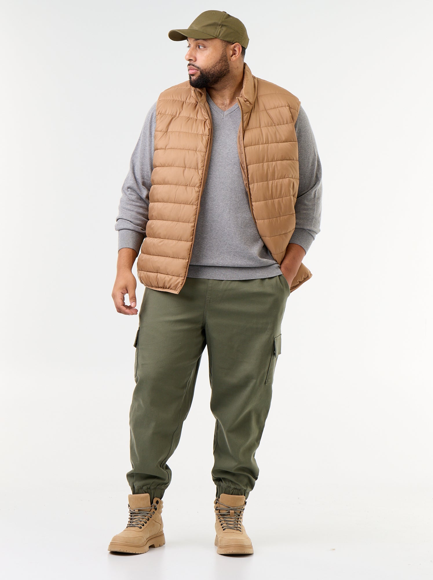 Pantalon multipoches avec taille élastiquée - Vert
