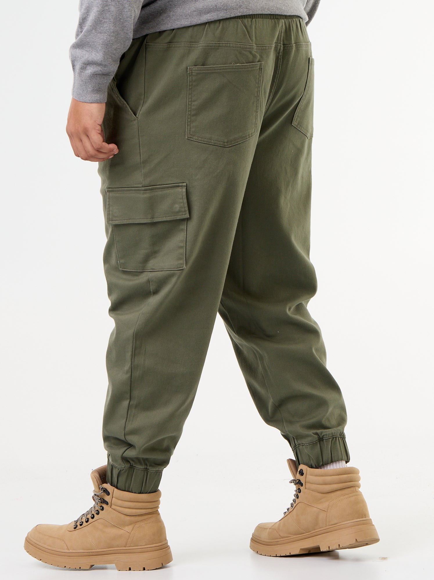 Pantalon multipoches avec taille élastiquée - Vert