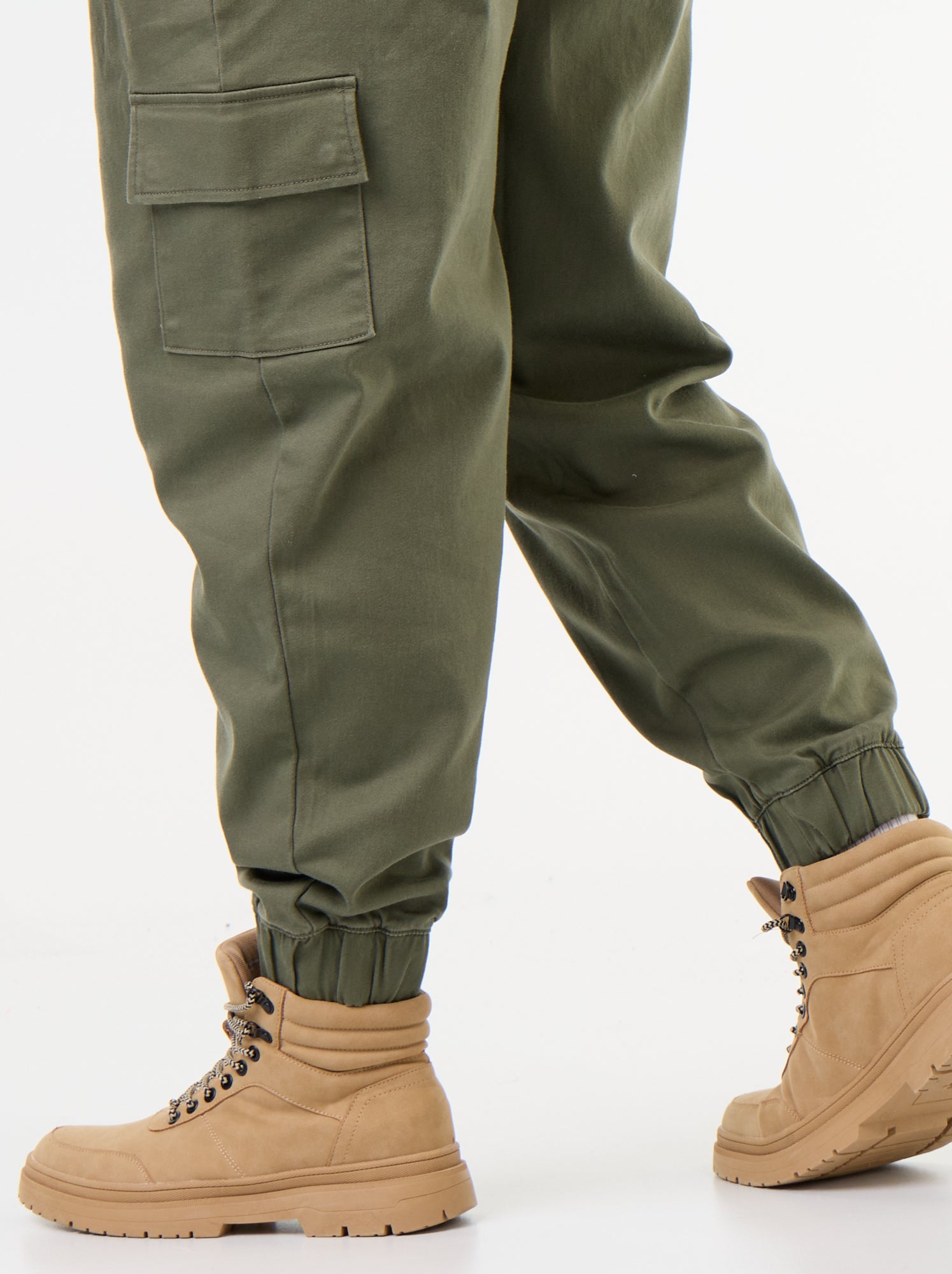 Pantalon multipoches avec taille élastiquée - Vert