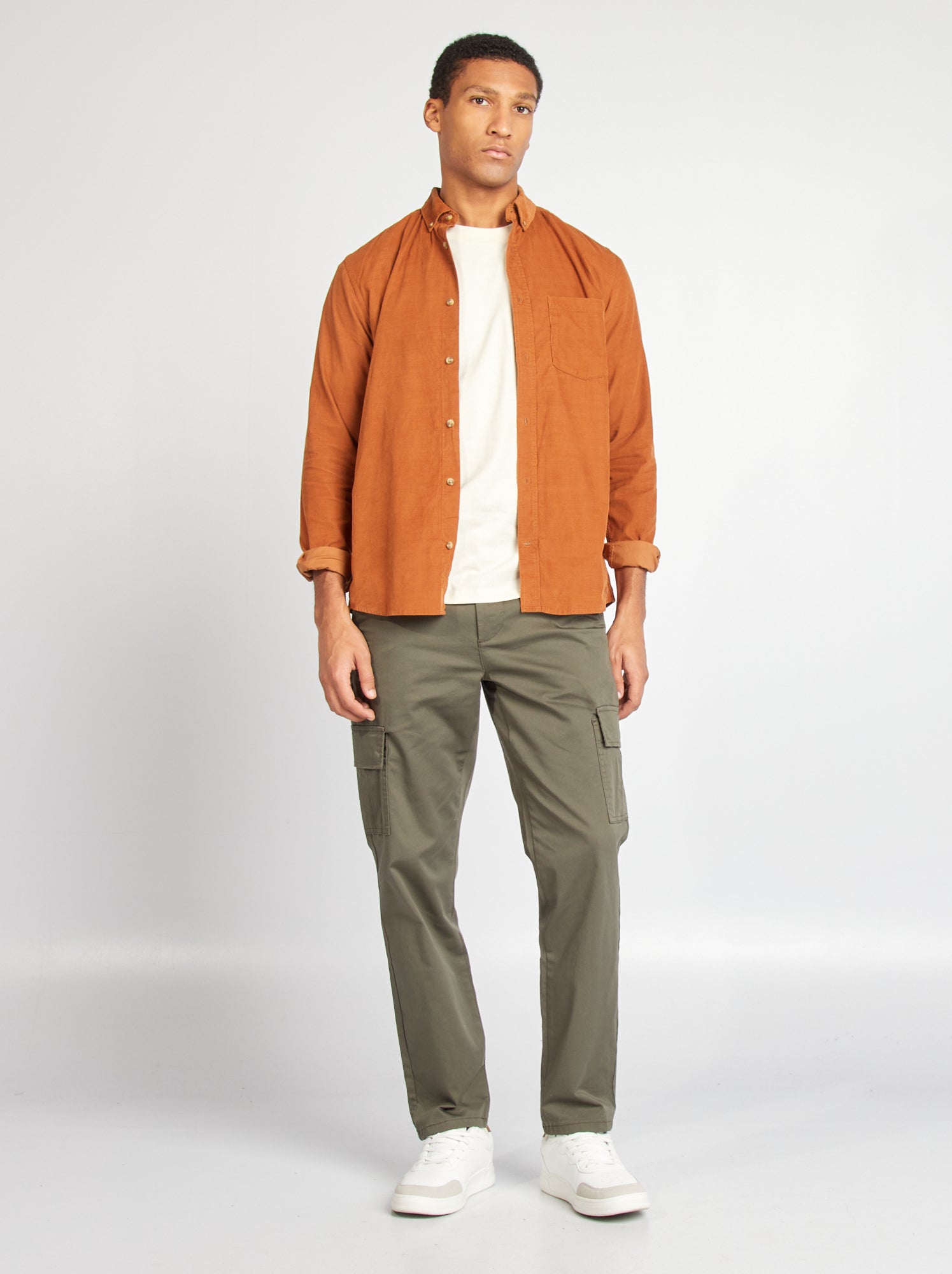 Pantalon multipoches coupe droite - Kaki