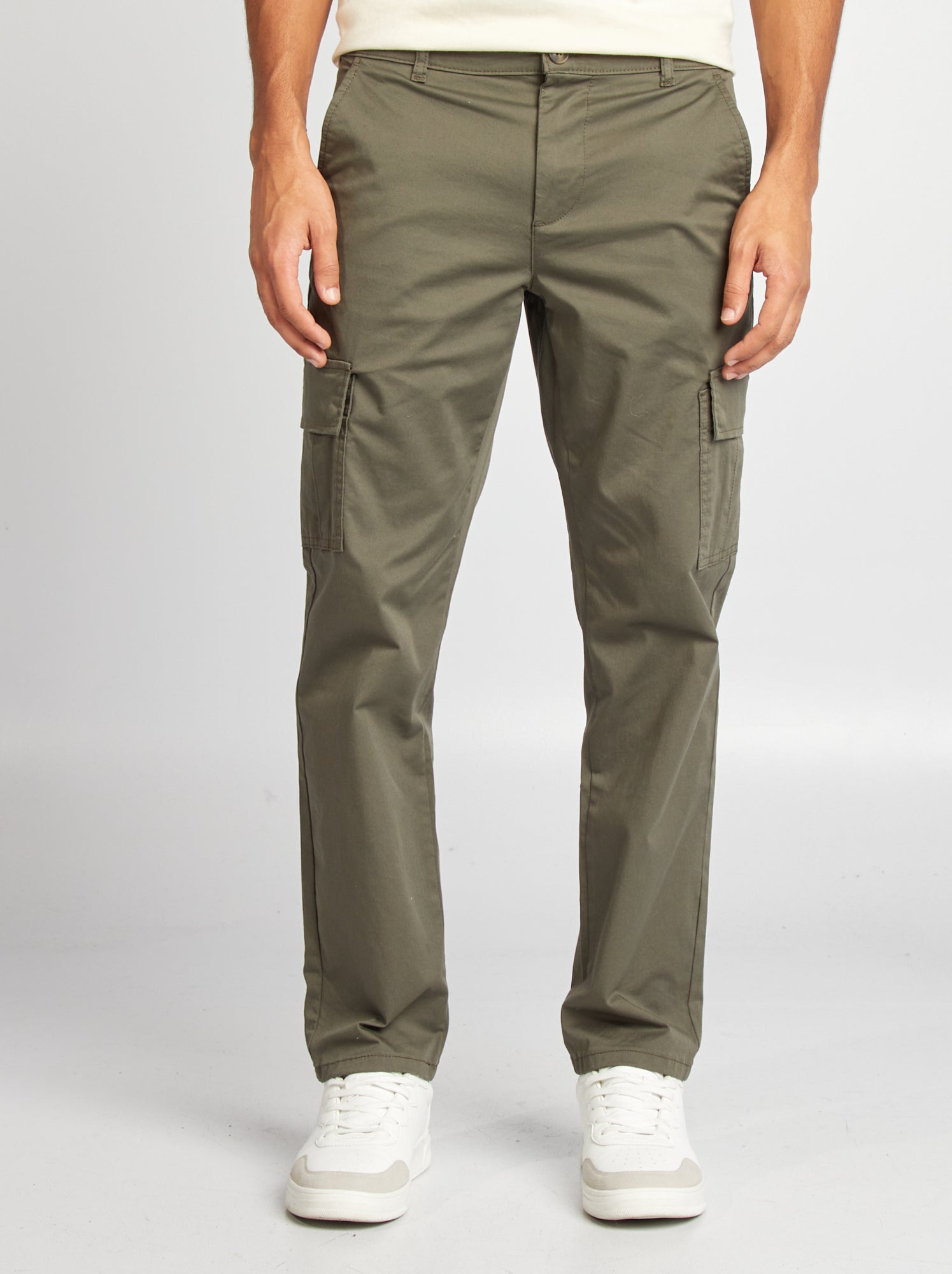 Pantalon multipoches coupe droite - Kaki