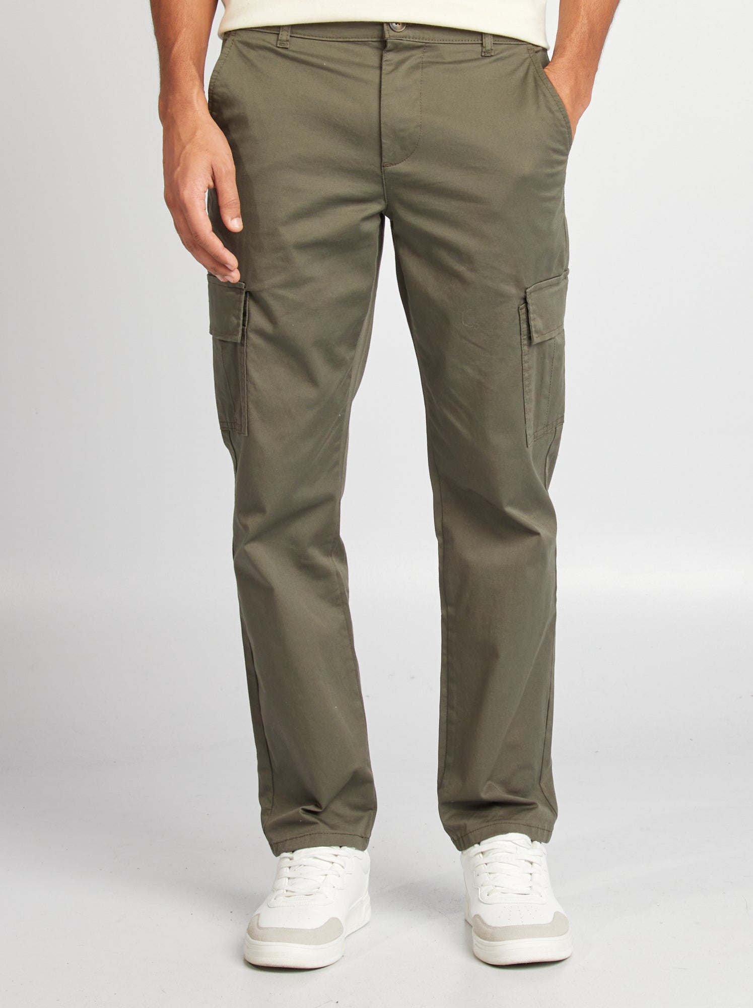 Pantalon multipoches coupe droite - Kaki