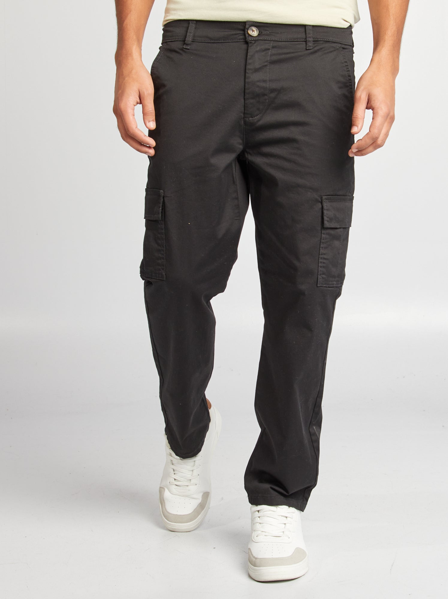 Pantalon multipoches coupe droite - noir