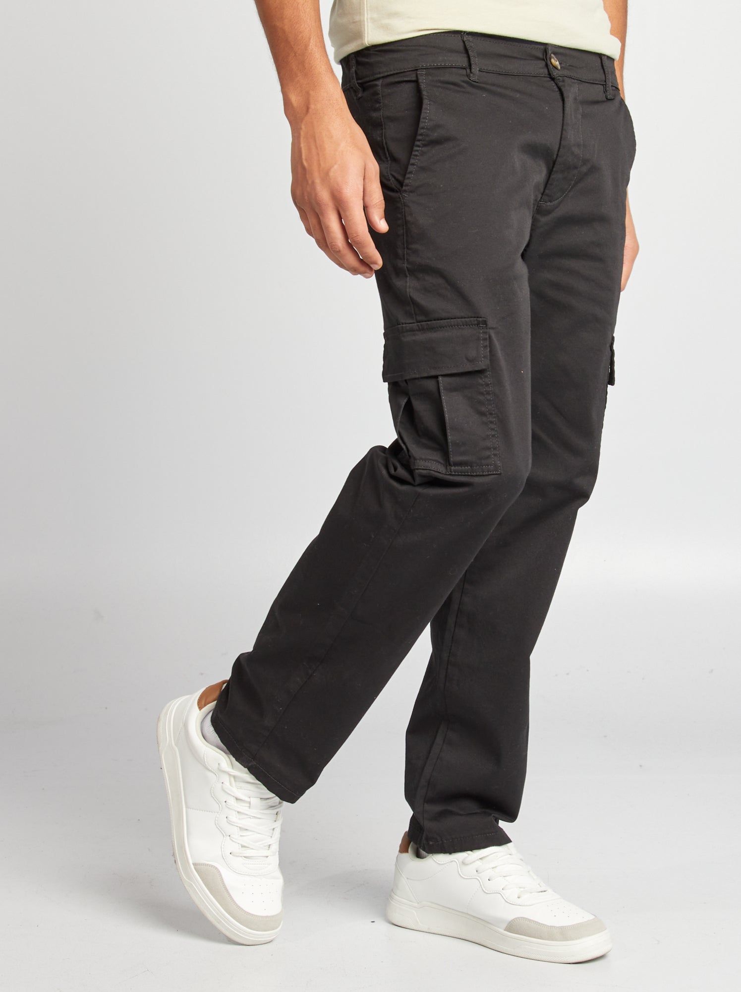 Pantalon multipoches coupe droite - noir