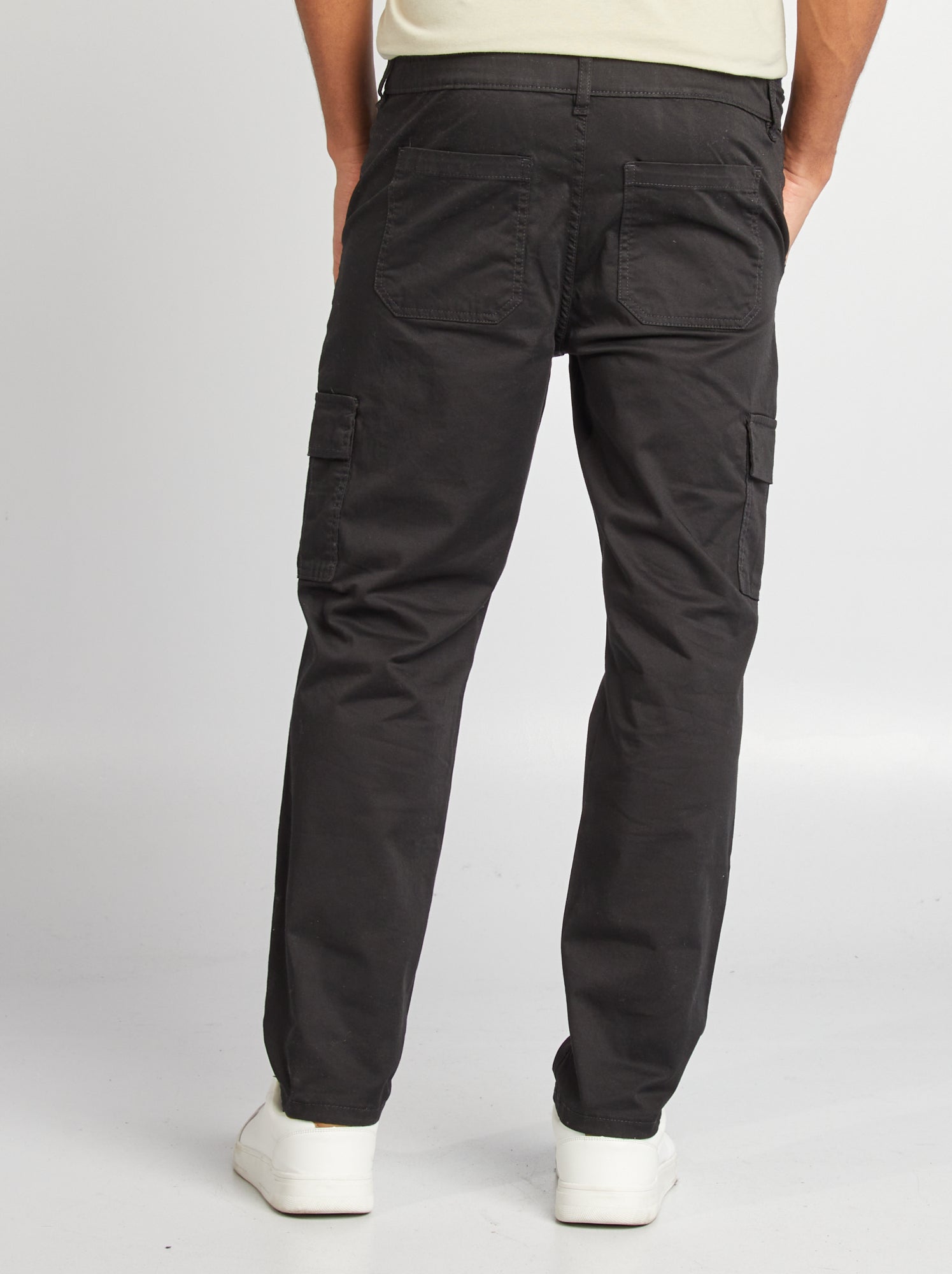 Pantalon multipoches coupe droite - noir