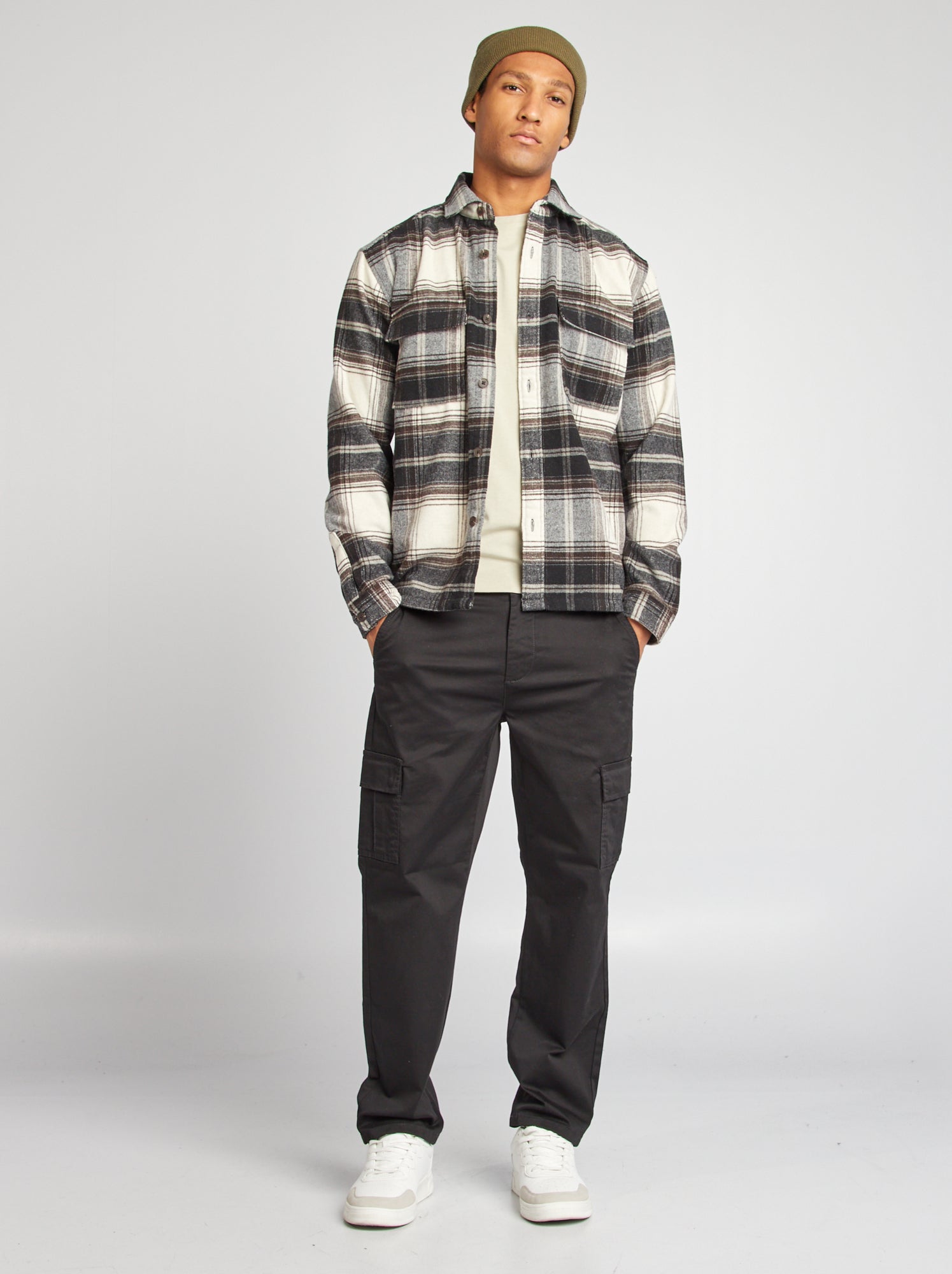 Pantalon multipoches coupe droite - noir