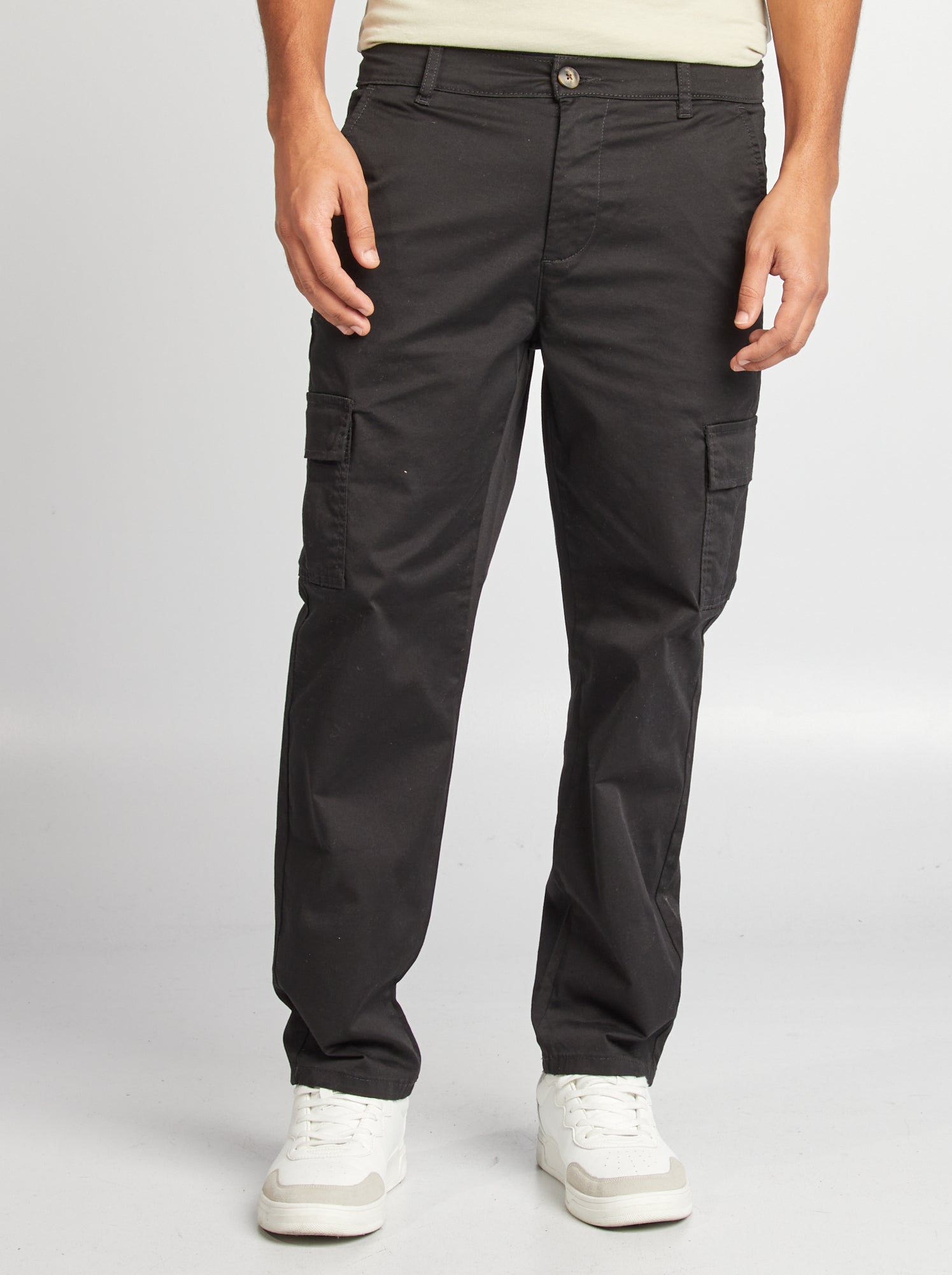 Pantalon multipoches coupe droite - noir
