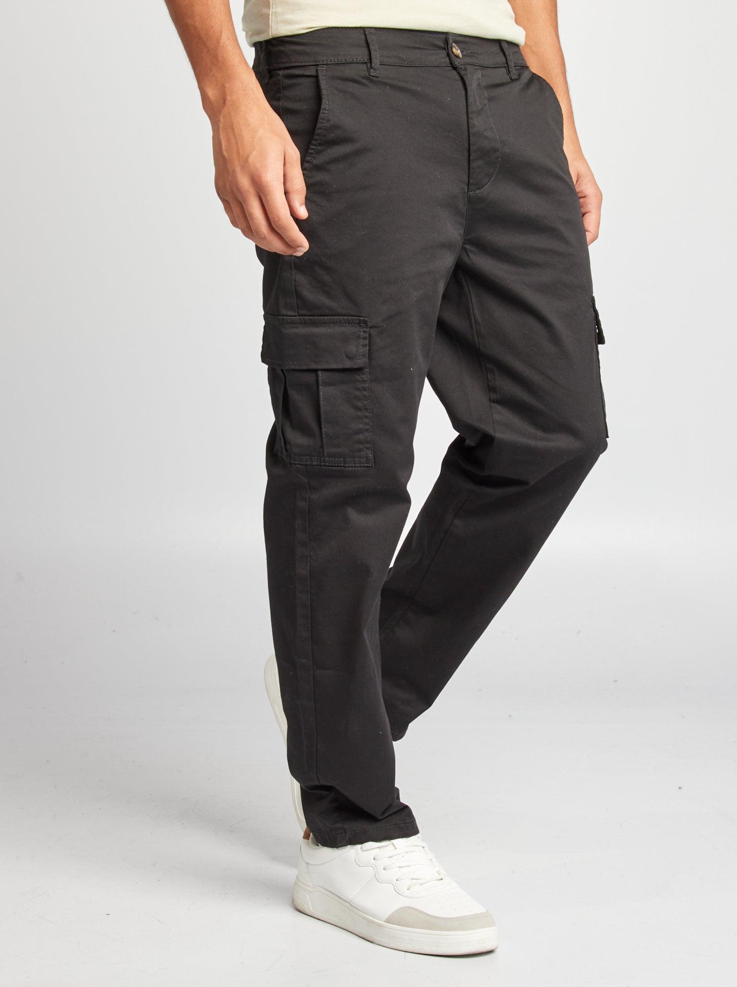 Pantalon multipoches coupe droite - noir