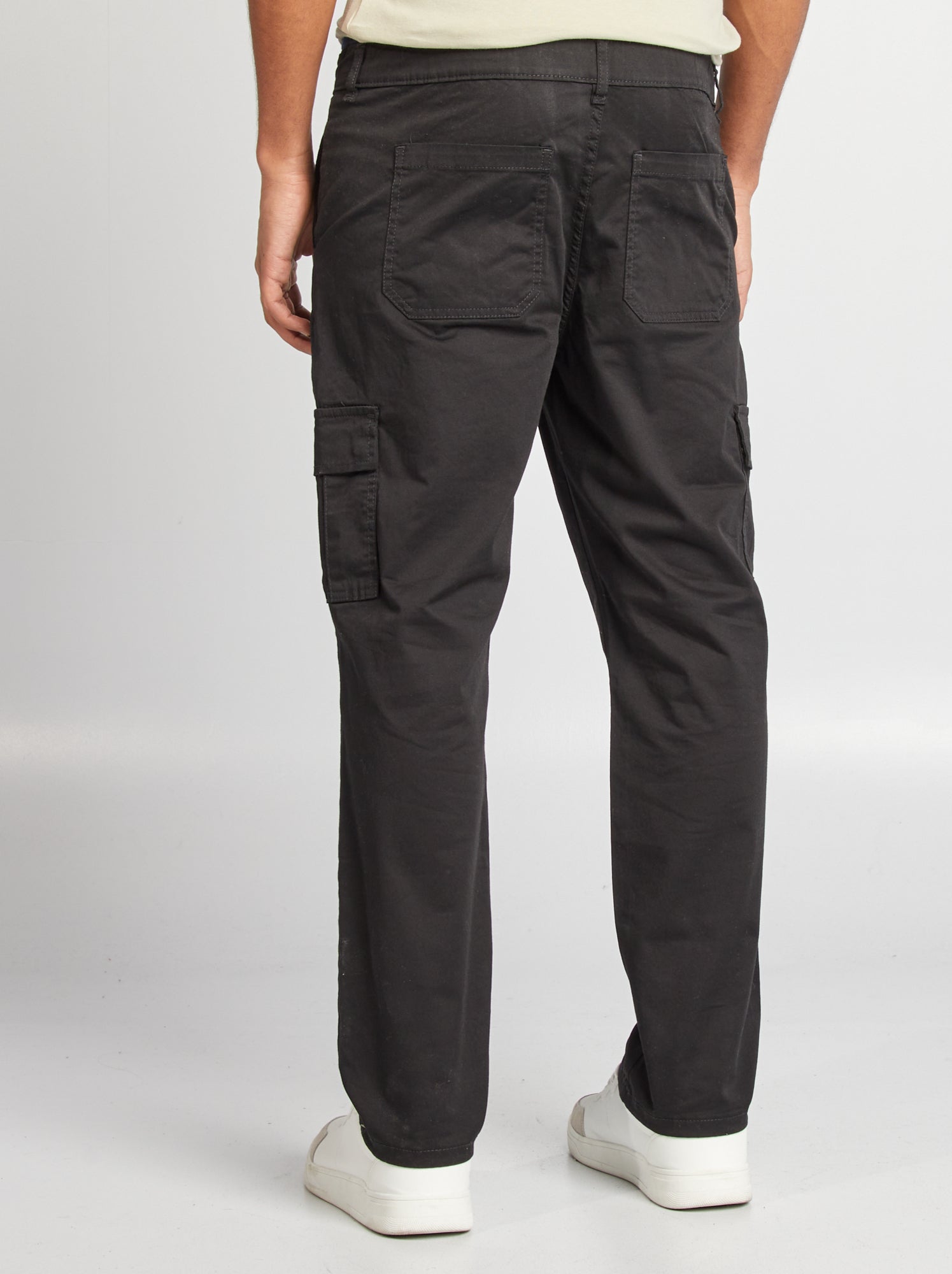 Pantalon multipoches coupe droite - noir