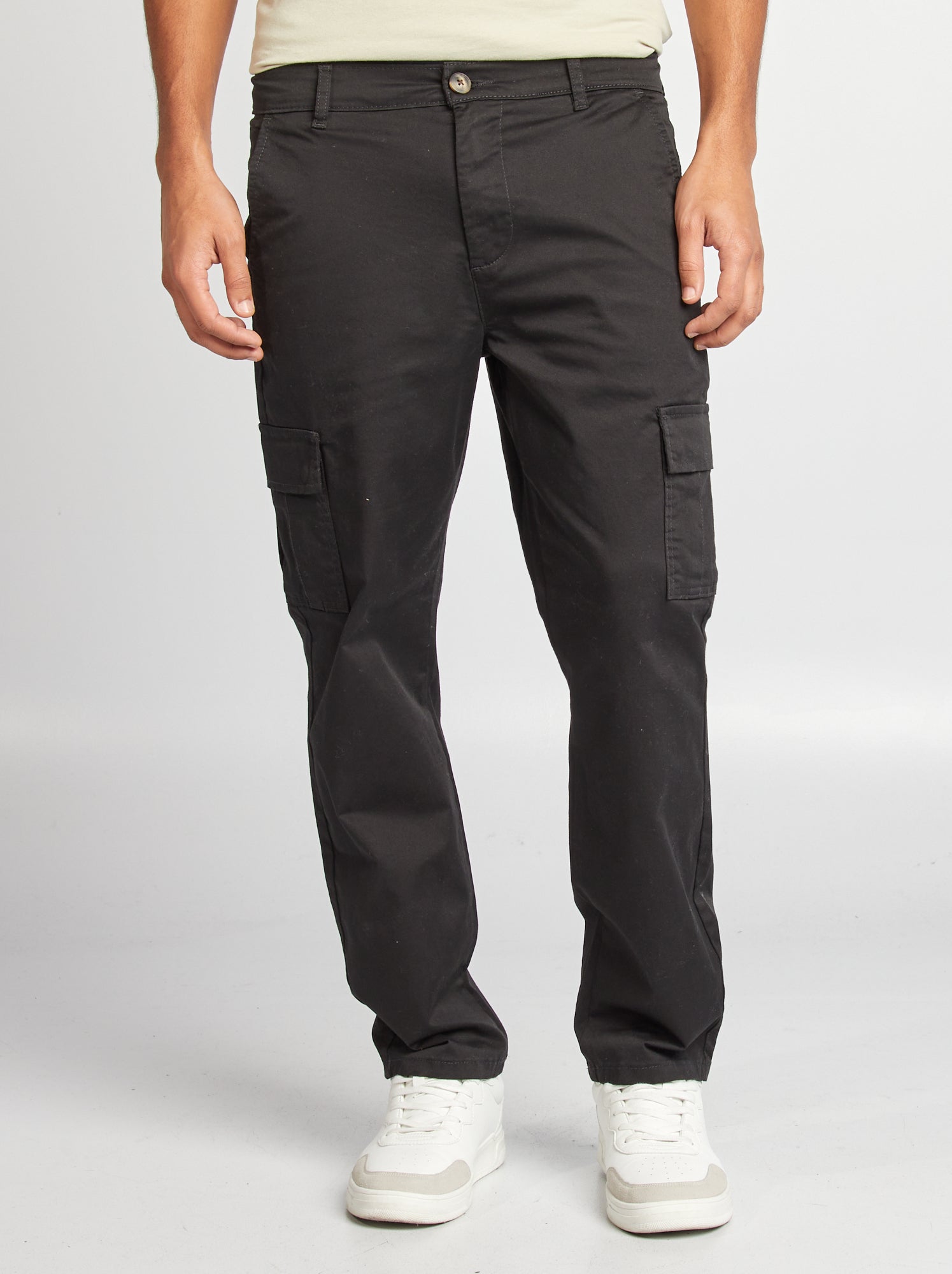 Pantalon multipoches coupe droite - noir