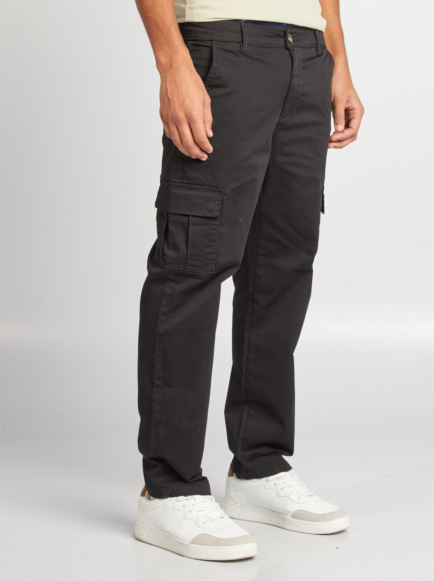 Pantalon multipoches coupe droite - noir