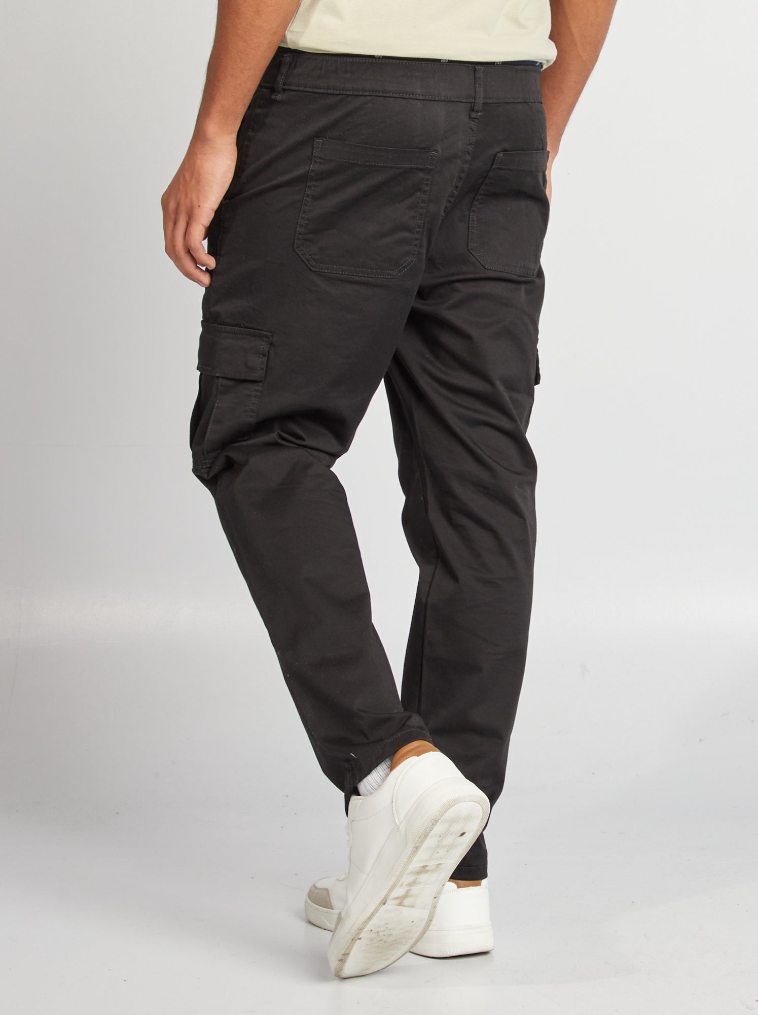 Pantalon multipoches coupe droite - noir