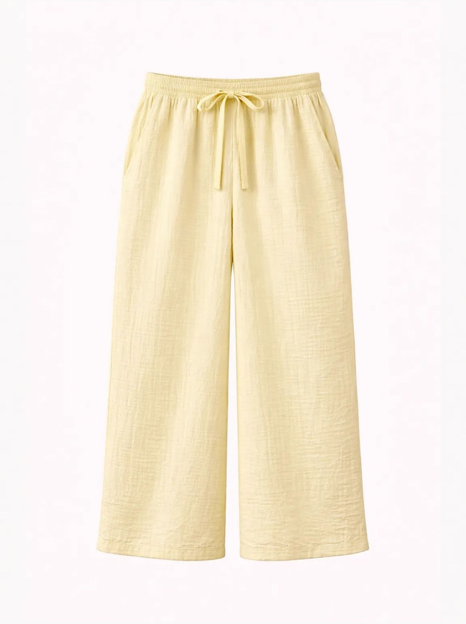 Pantalon palazzo texturé taille haute mixray - Jaune citron