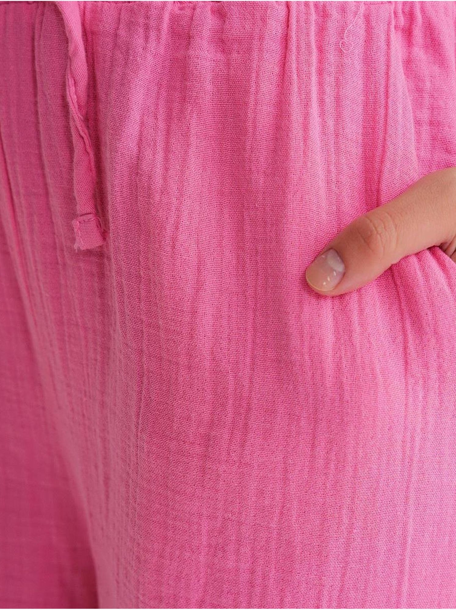 Pantalon palazzo texturé taille haute mixray - Rose
