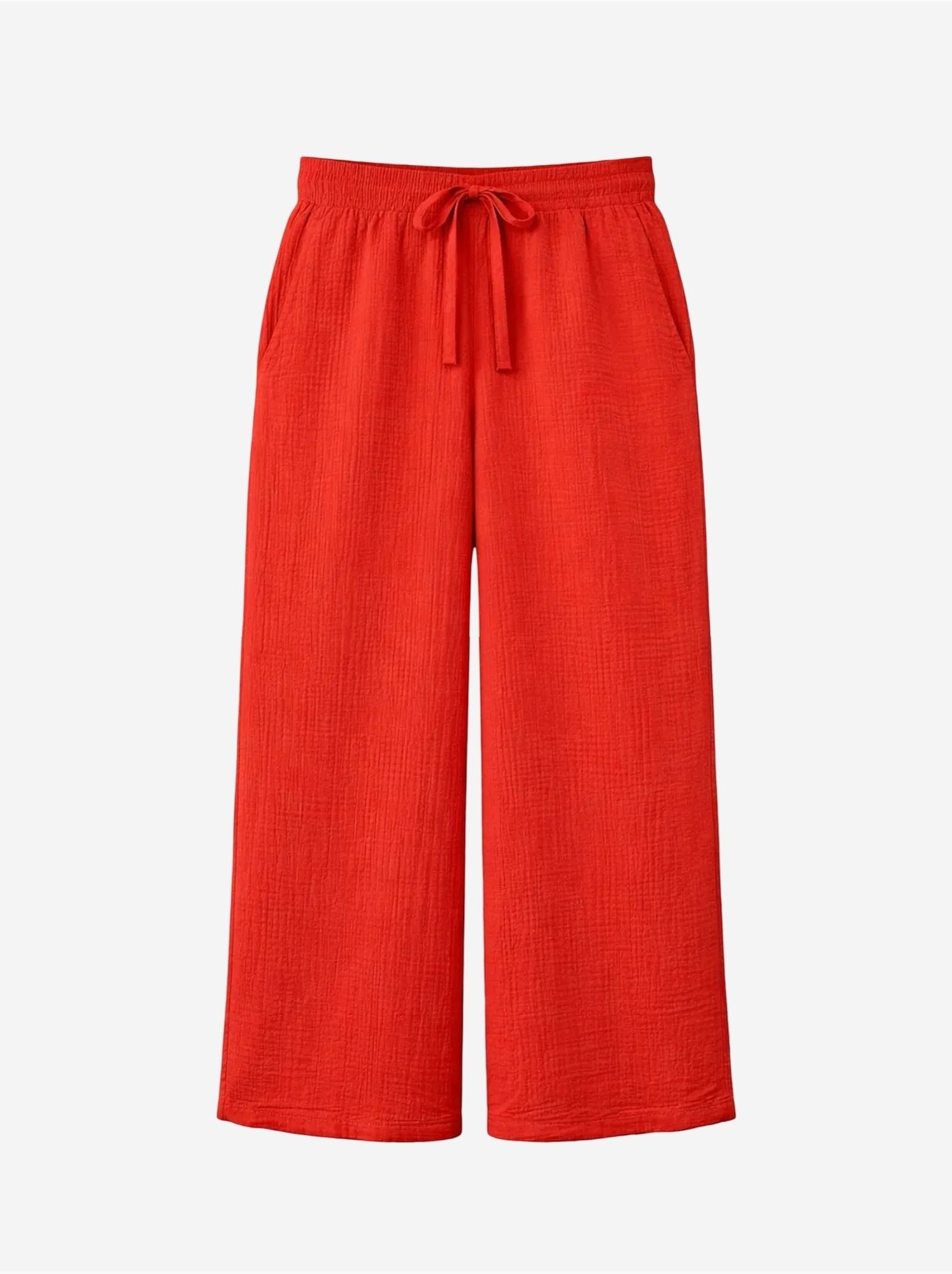 Pantalon palazzo texturé taille haute mixray - Rouge