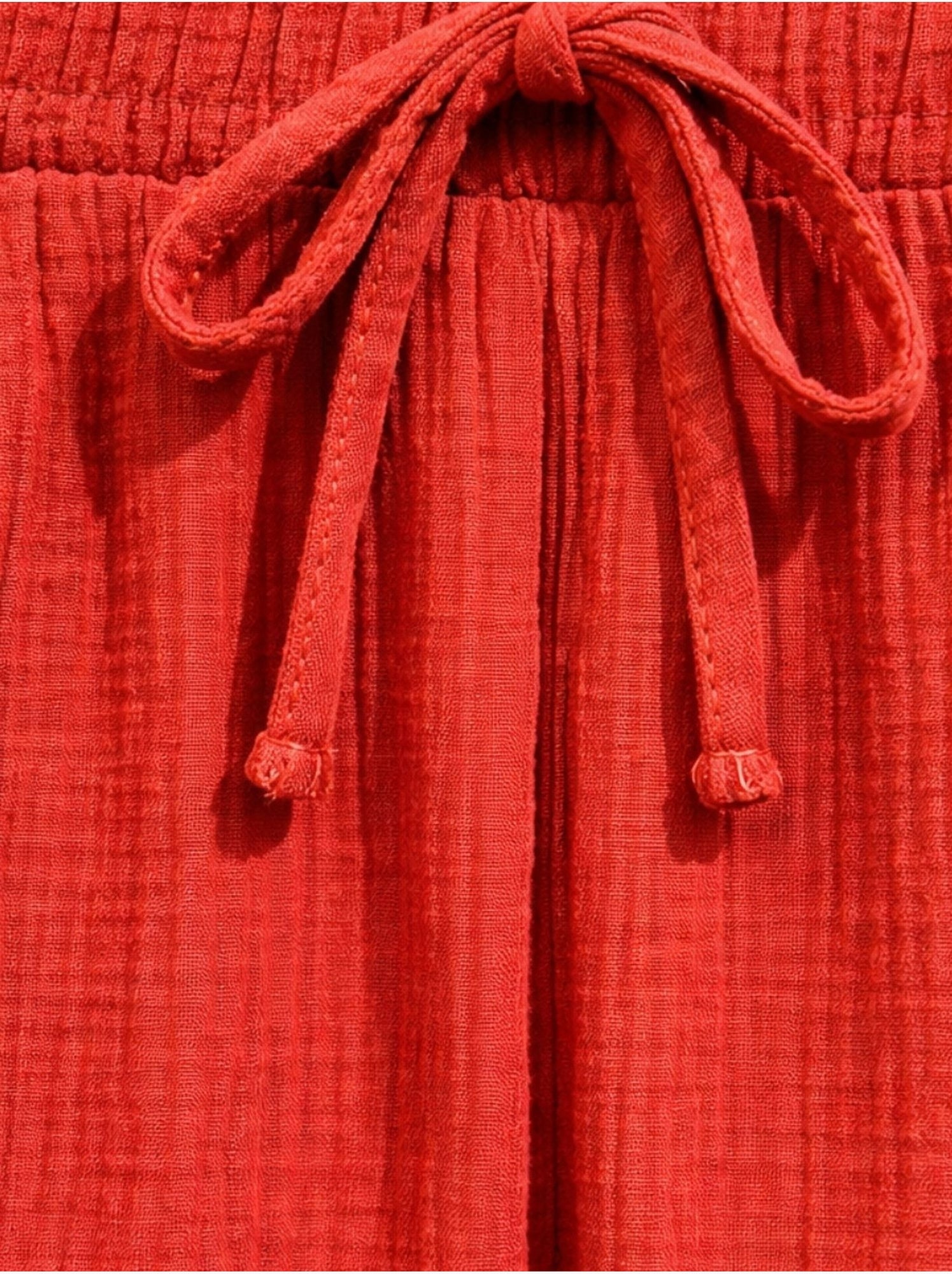Pantalon palazzo texturé taille haute mixray - Rouge