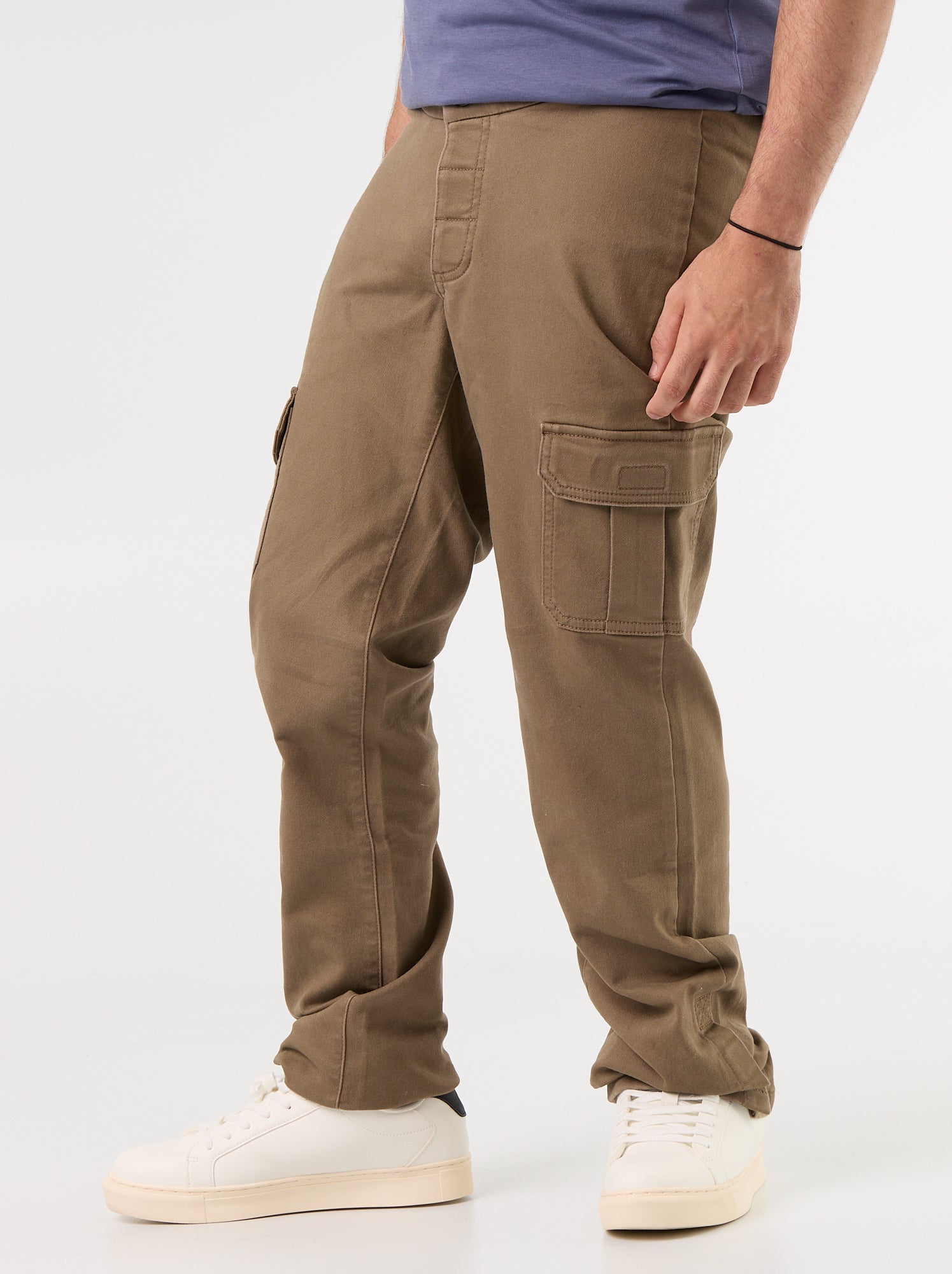Pantalon regular avec poches à rabat - collection facile à enfiler - Marron