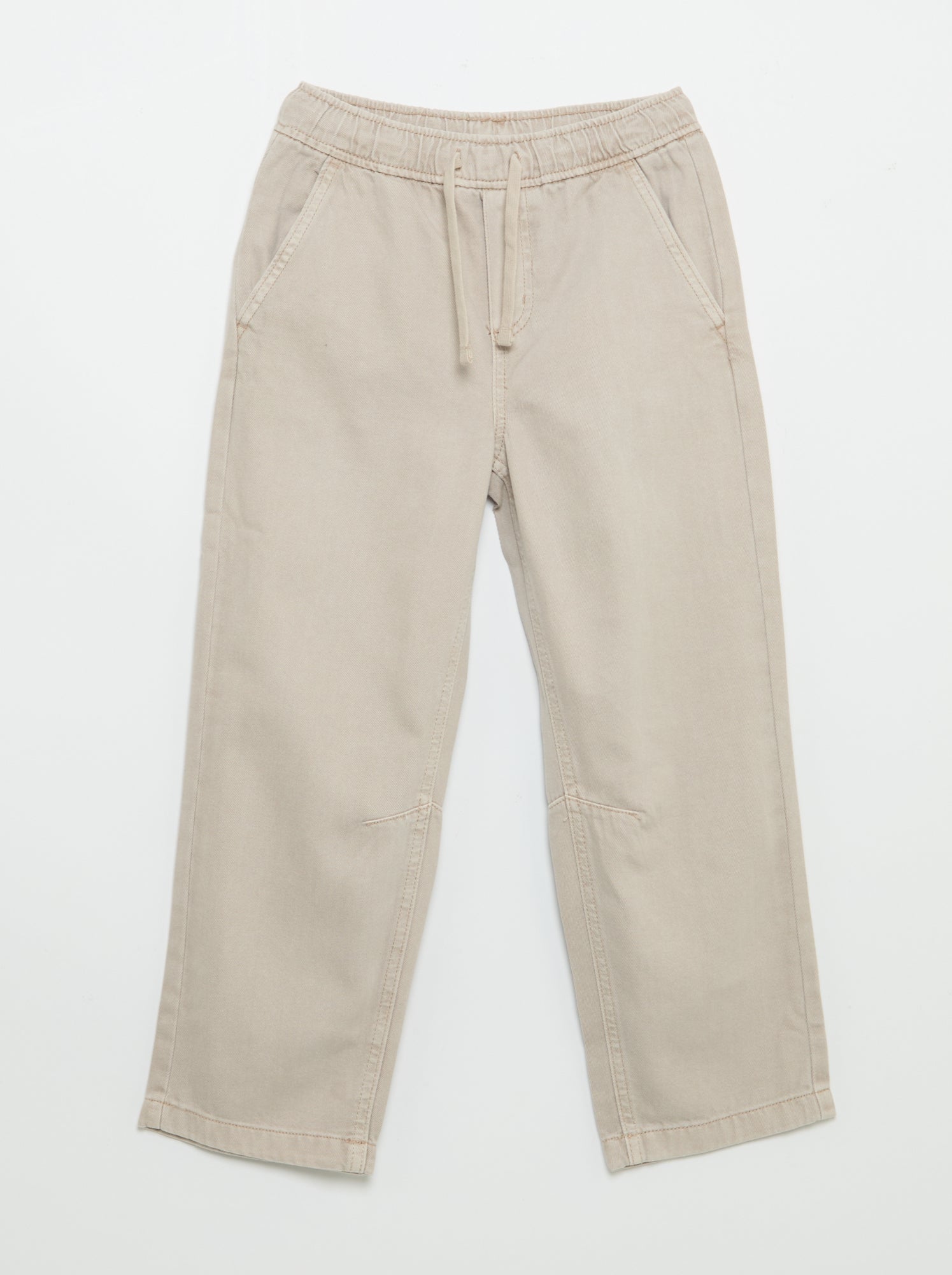 Pantalon relaxed fit taille élastiquée - Beige