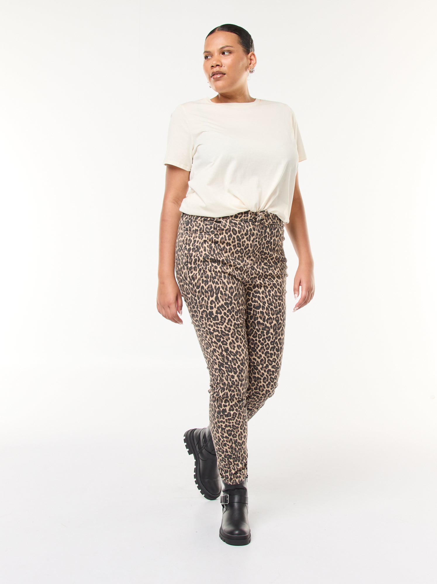 Pantalon skinny taille haute - Beige