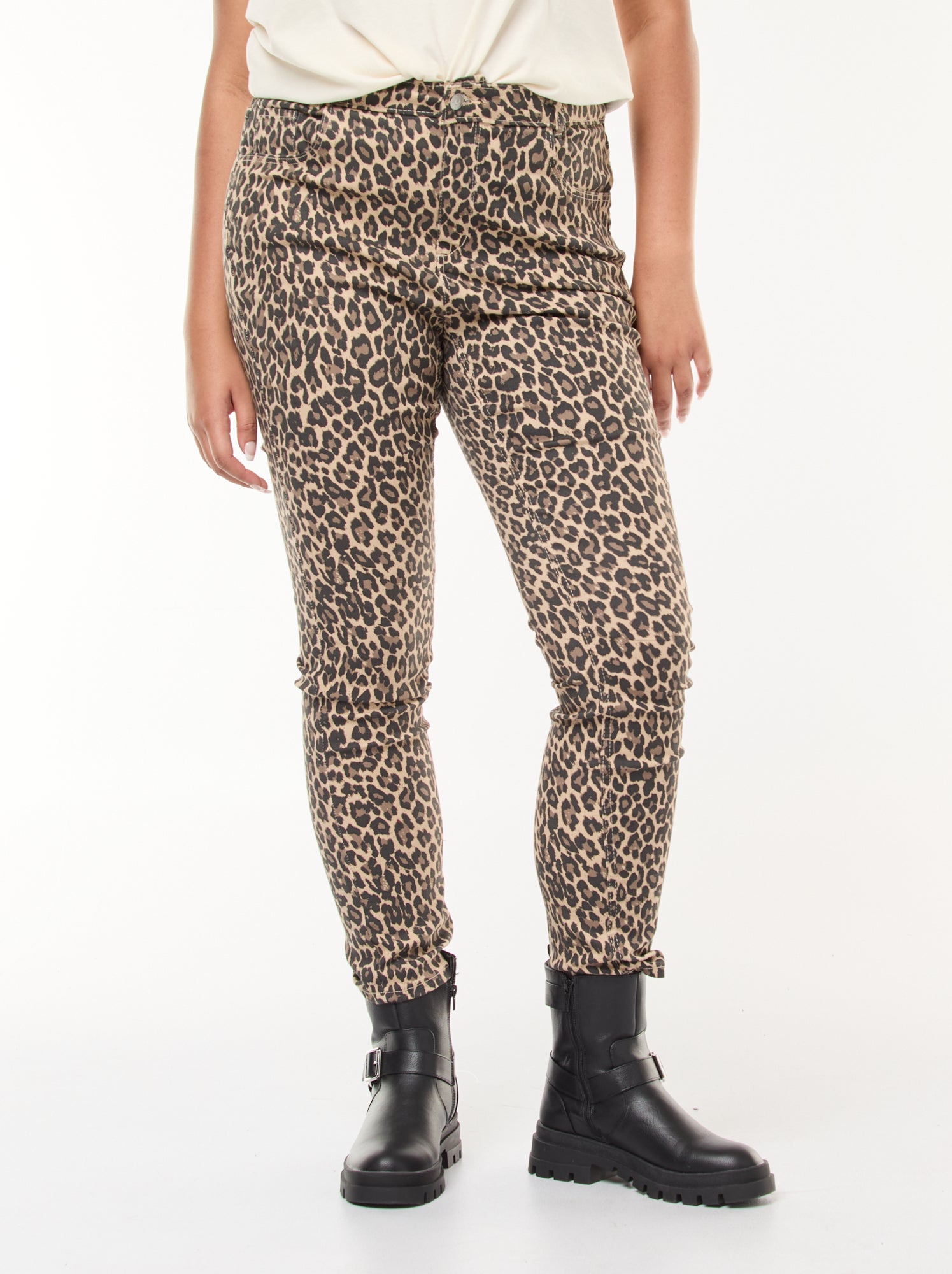 Pantalon skinny taille haute - Beige