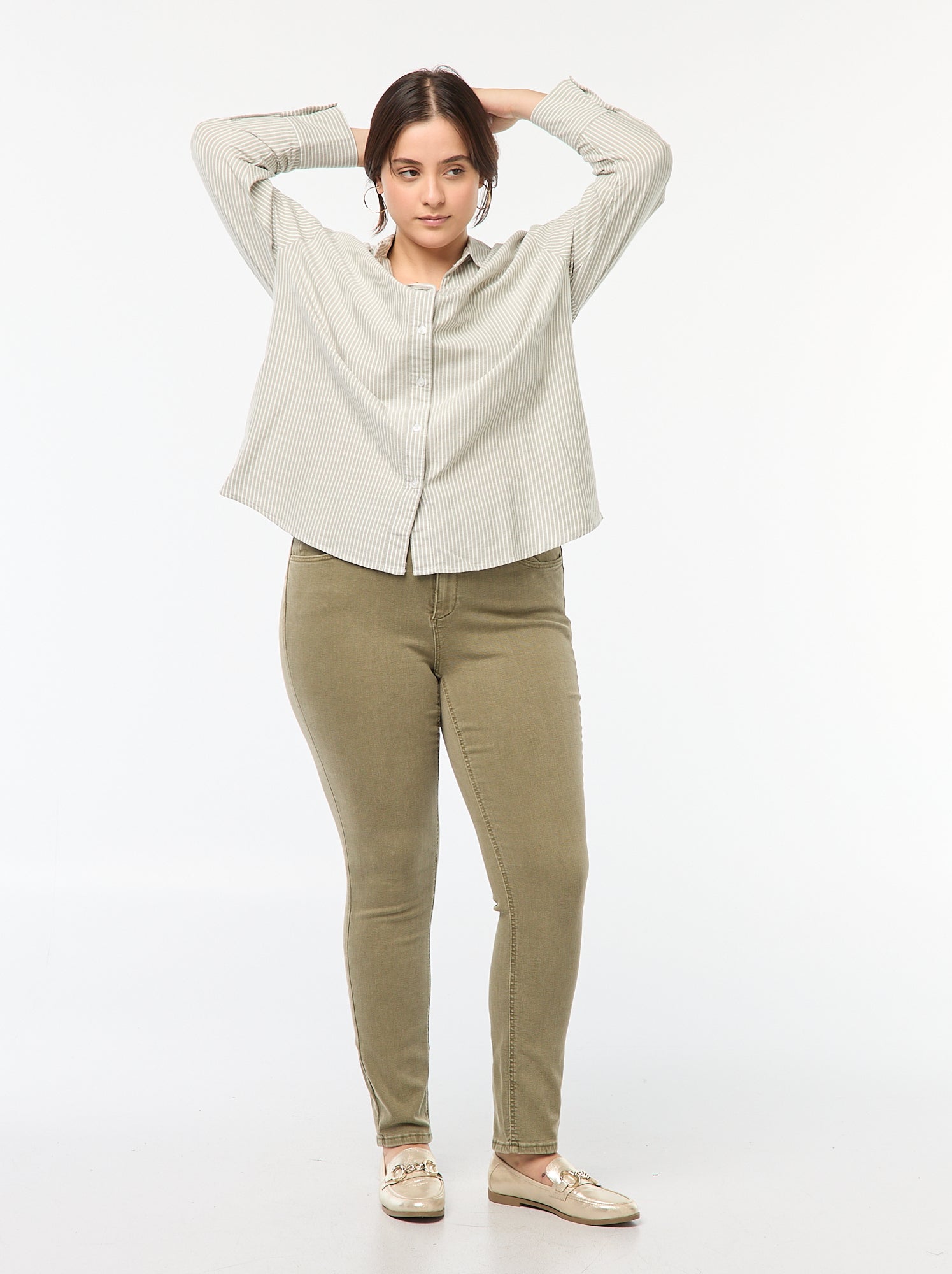 Pantalon skinny taille haute - Kaki