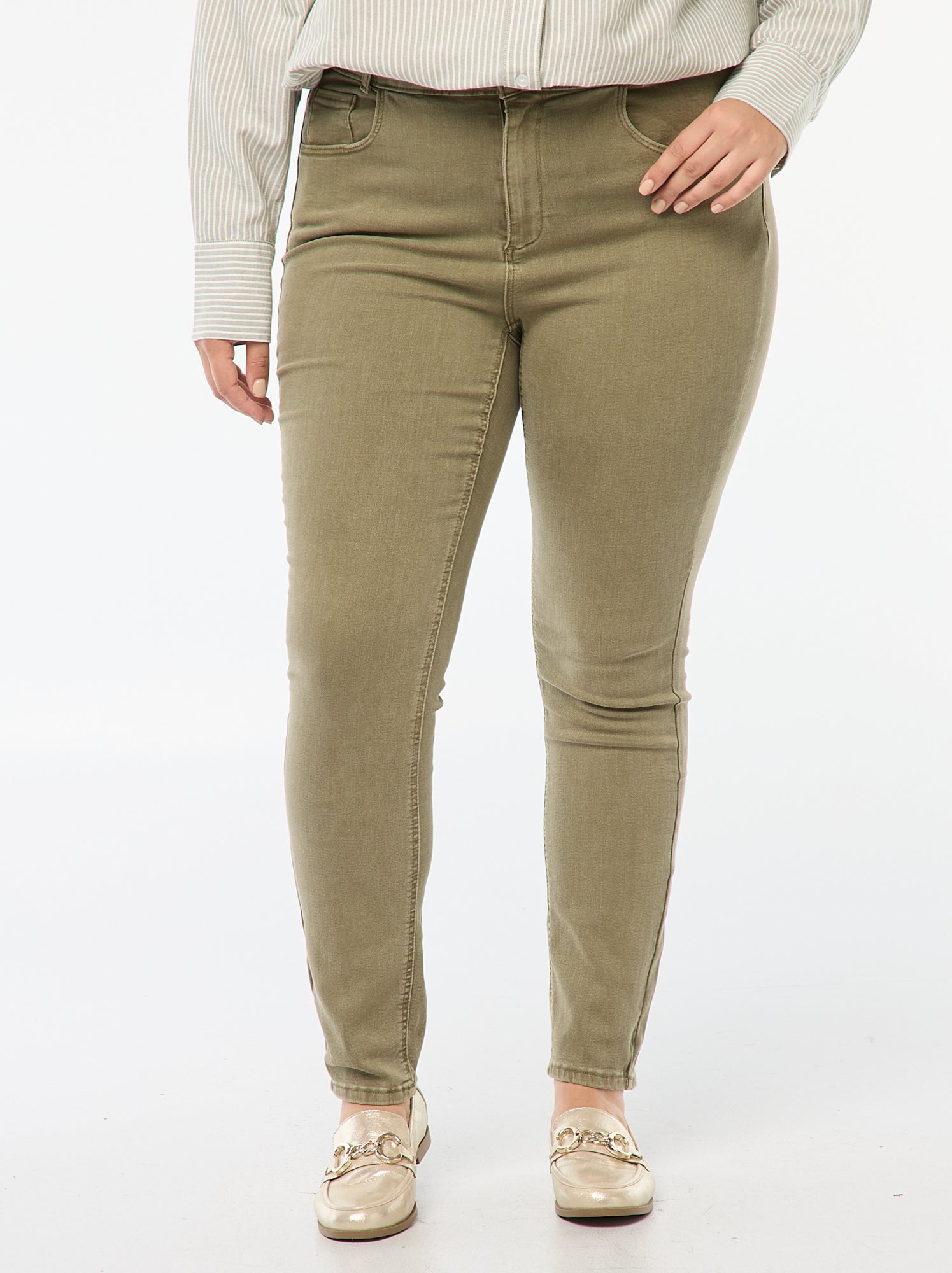 Pantalon skinny taille haute - Kaki