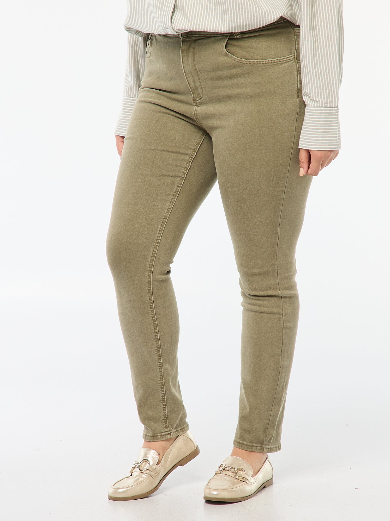 Pantalon skinny taille haute - Kaki