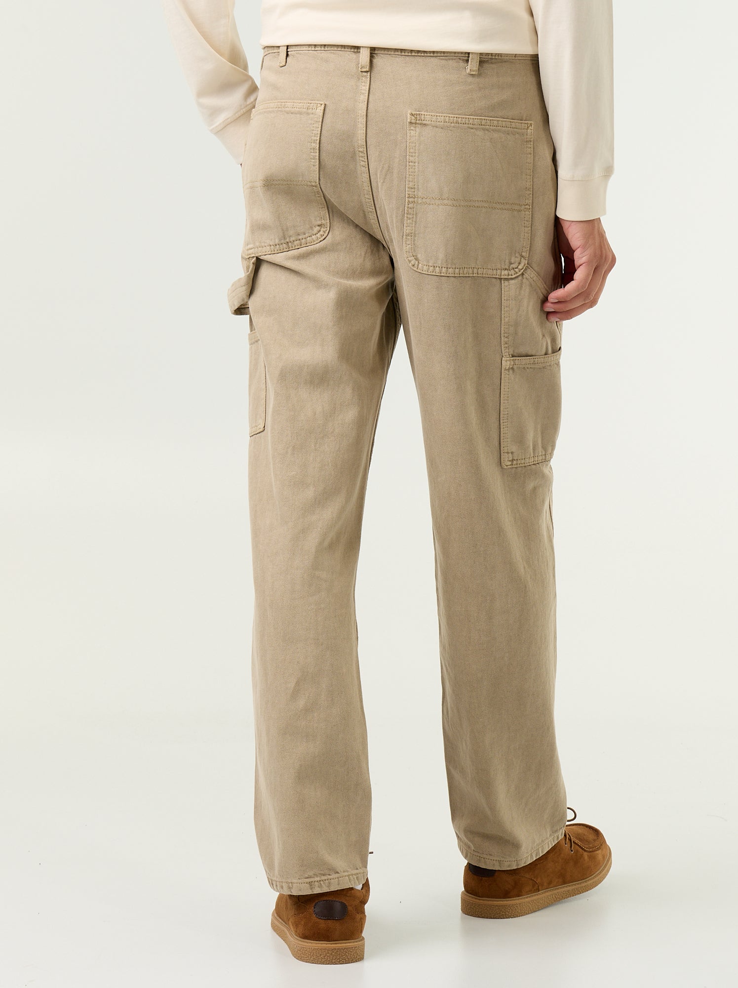 Pantalon style carpenter en denim - Beige