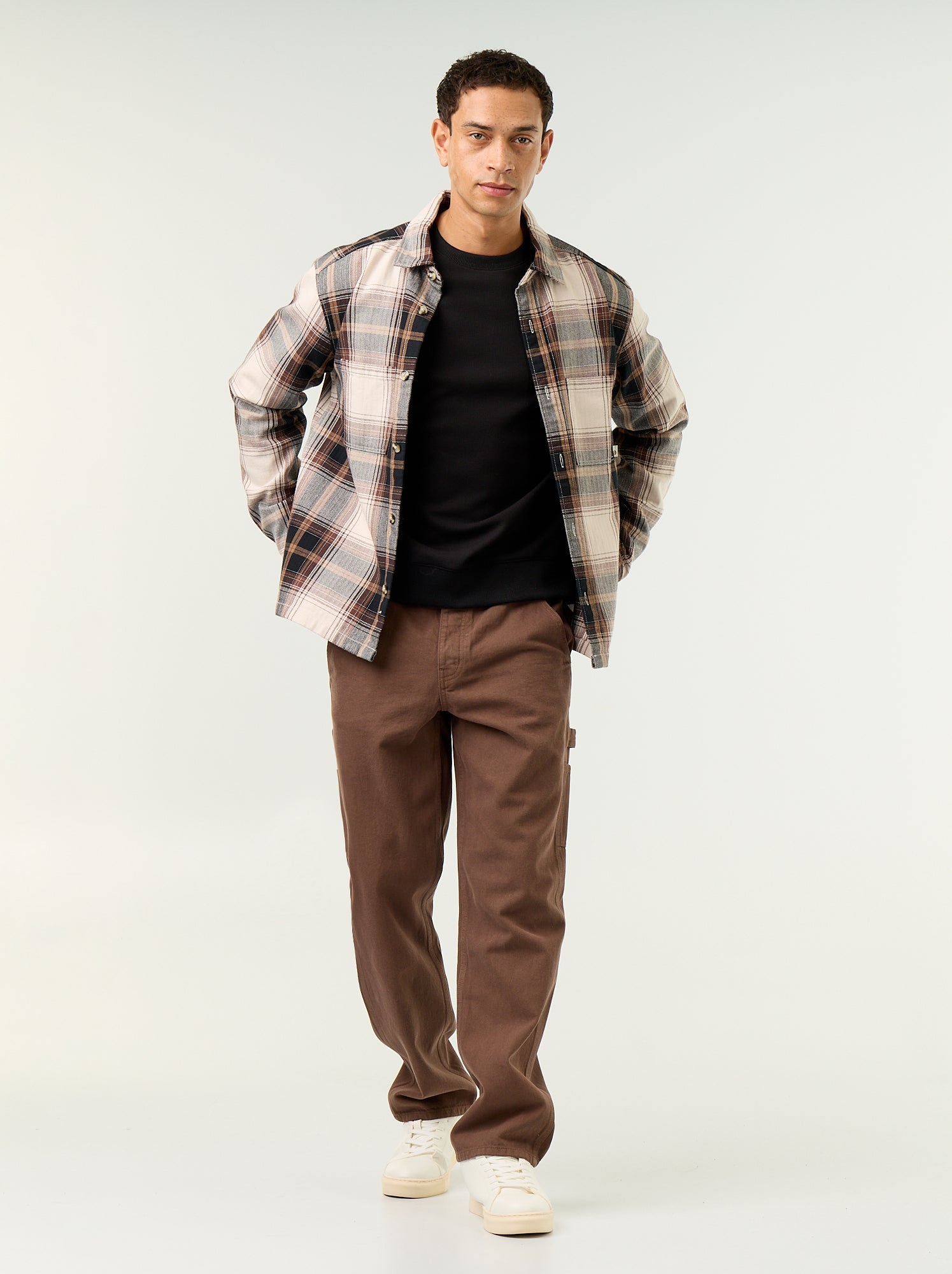 Pantalon style carpenter en denim - Marron