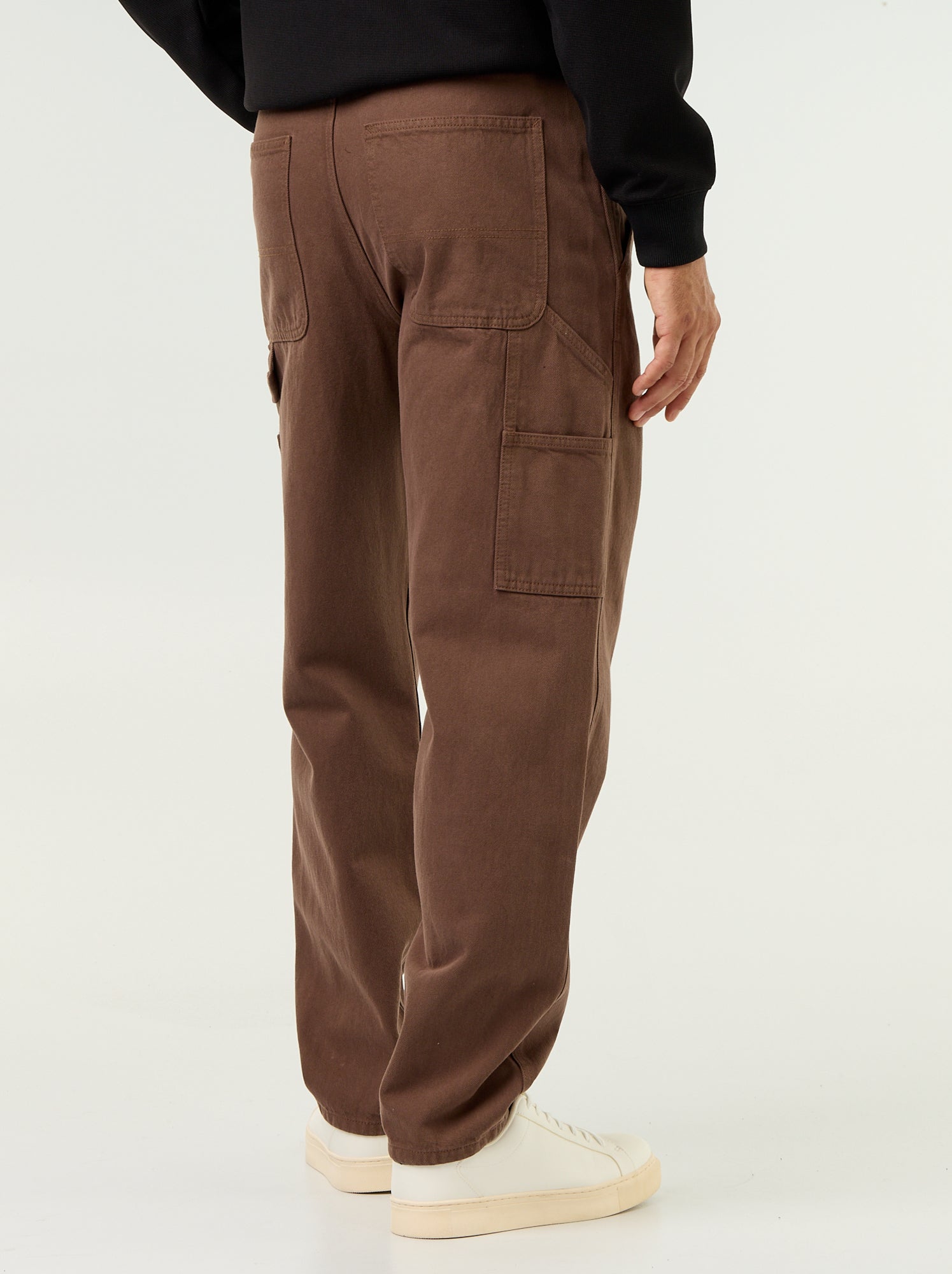 Pantalon style carpenter en denim - Marron