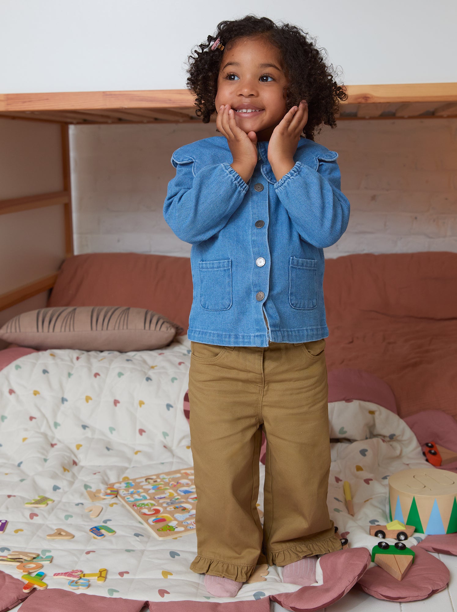 Pantalon uni base volantée - Vert