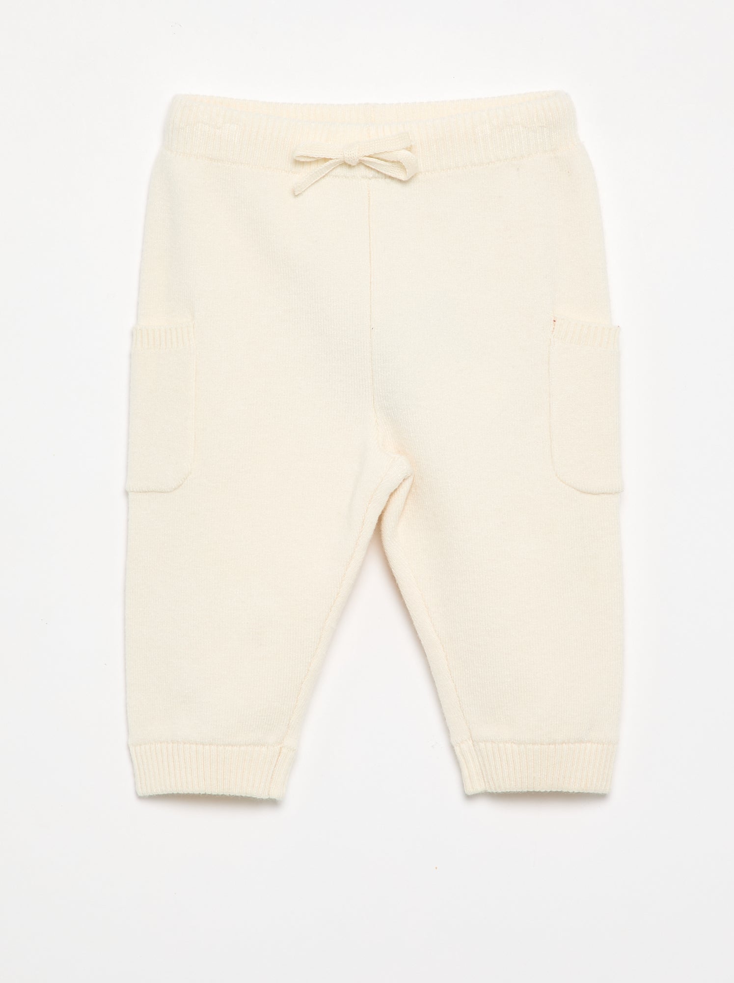 Pantalon uni en maille - Blanc