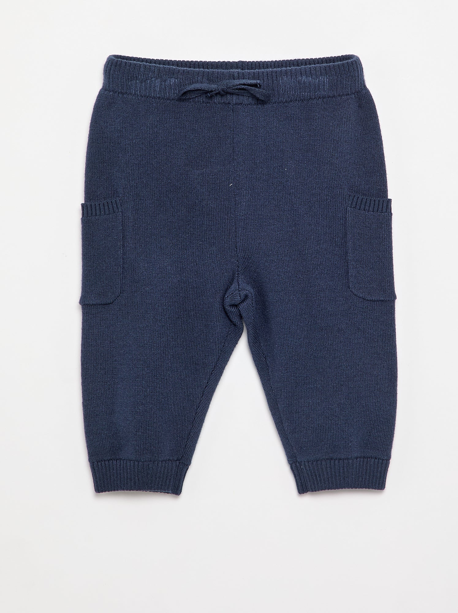 Pantalon uni en maille - Marine
