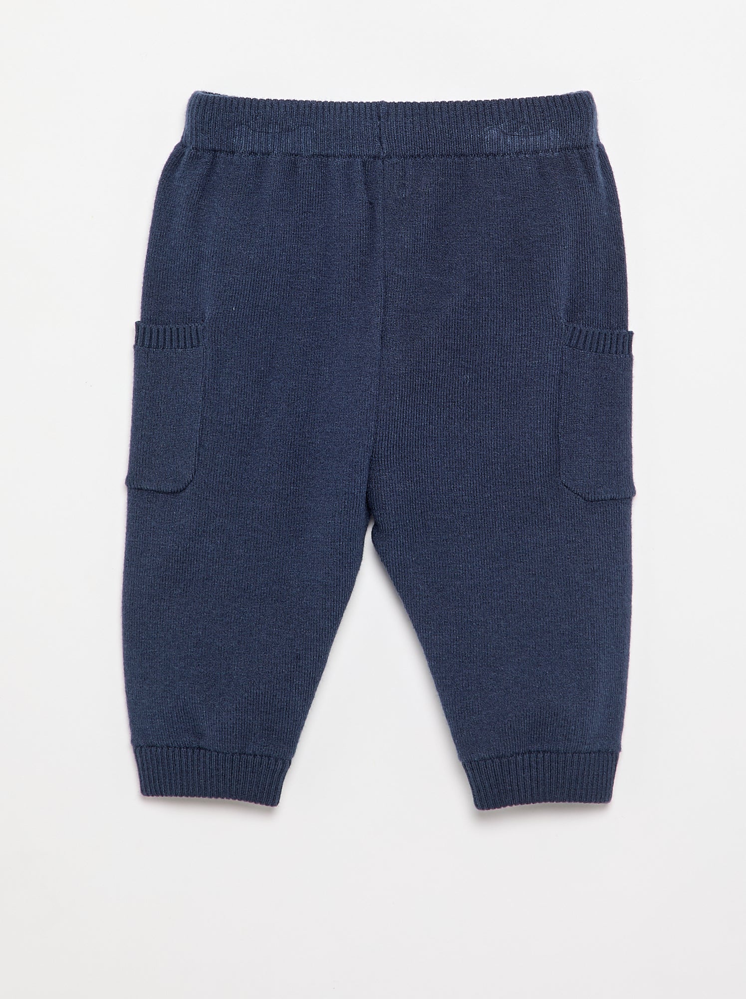 Pantalon uni en maille - Marine