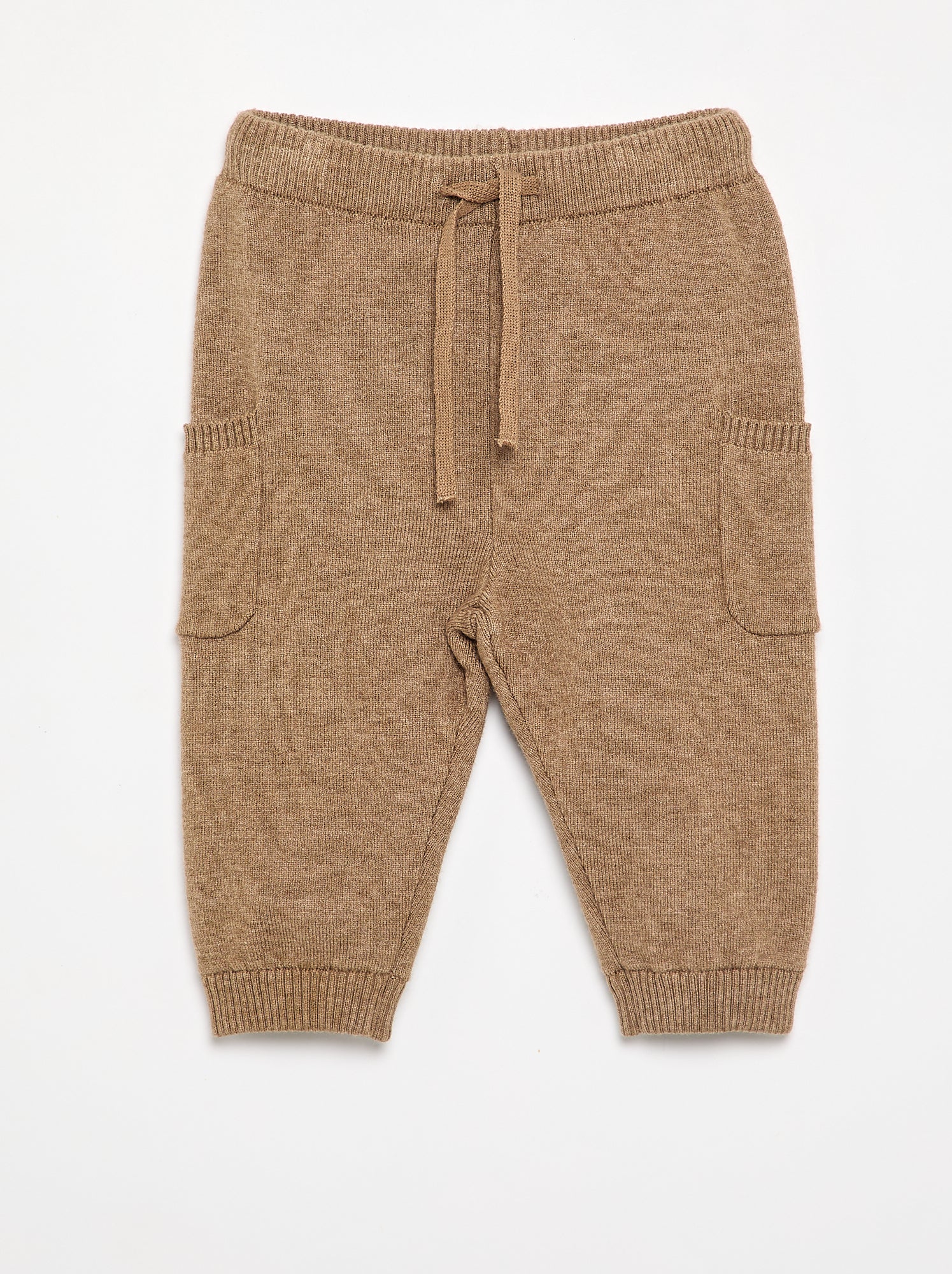 Pantalon uni en maille - Marron