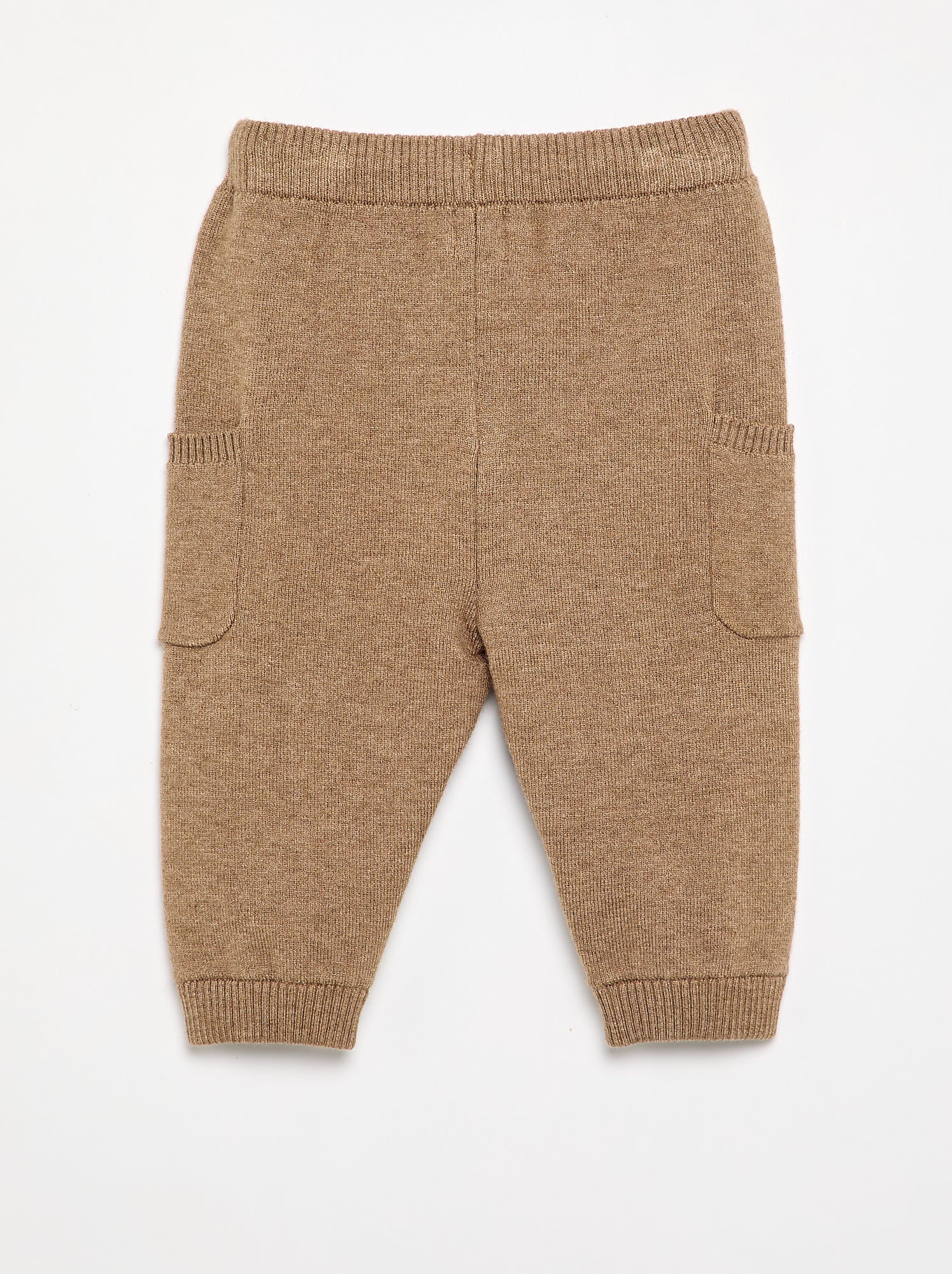 Pantalon uni en maille - Marron