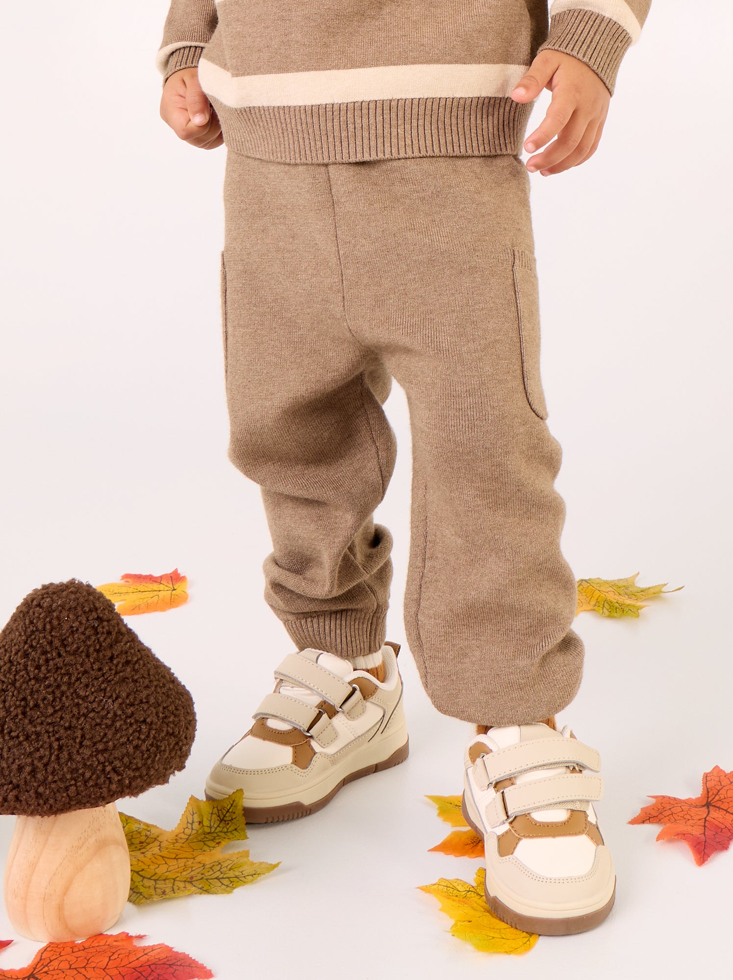 Pantalon uni en maille - Marron