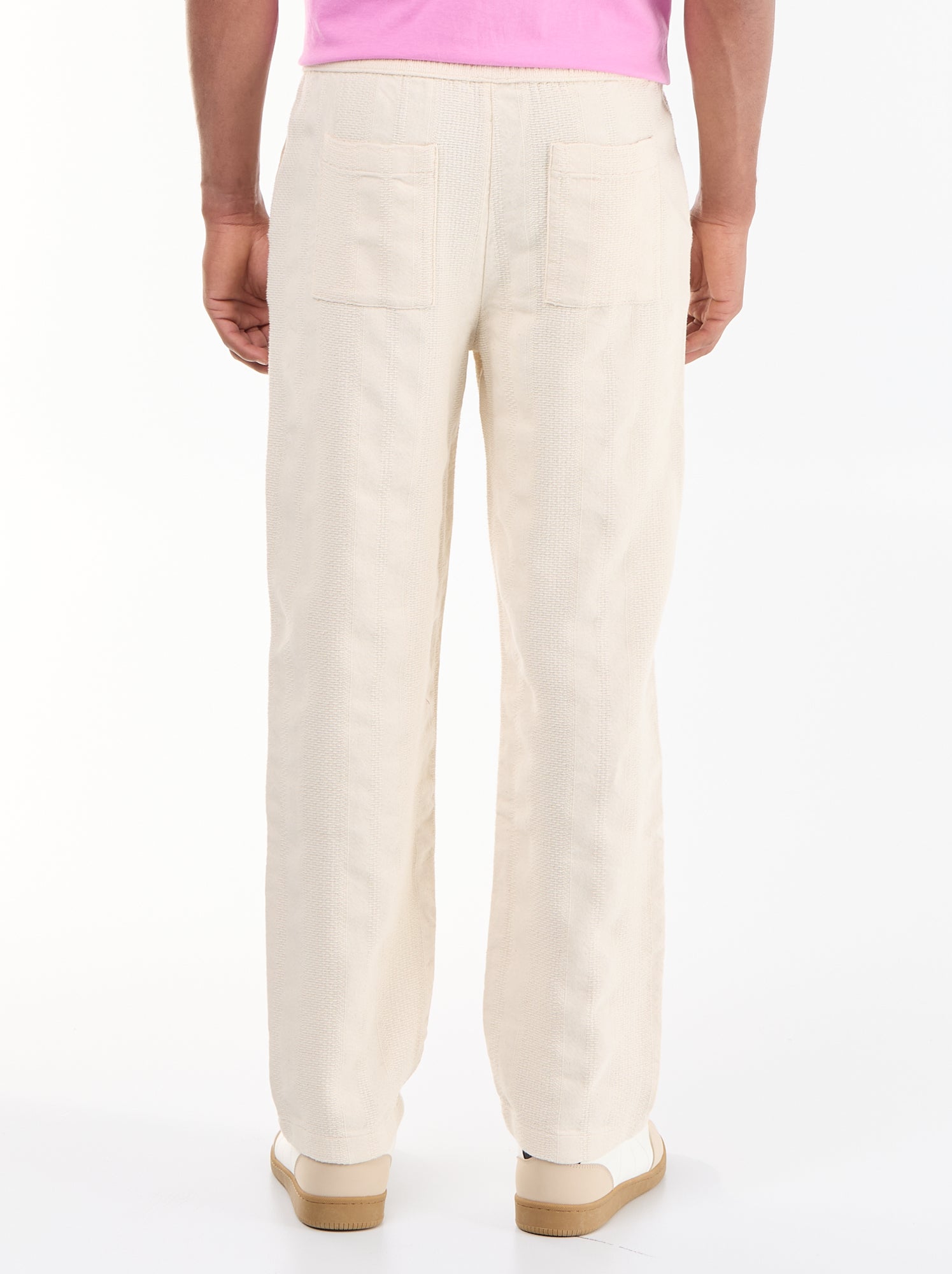 Pantalon uni en matière texturée - Beige