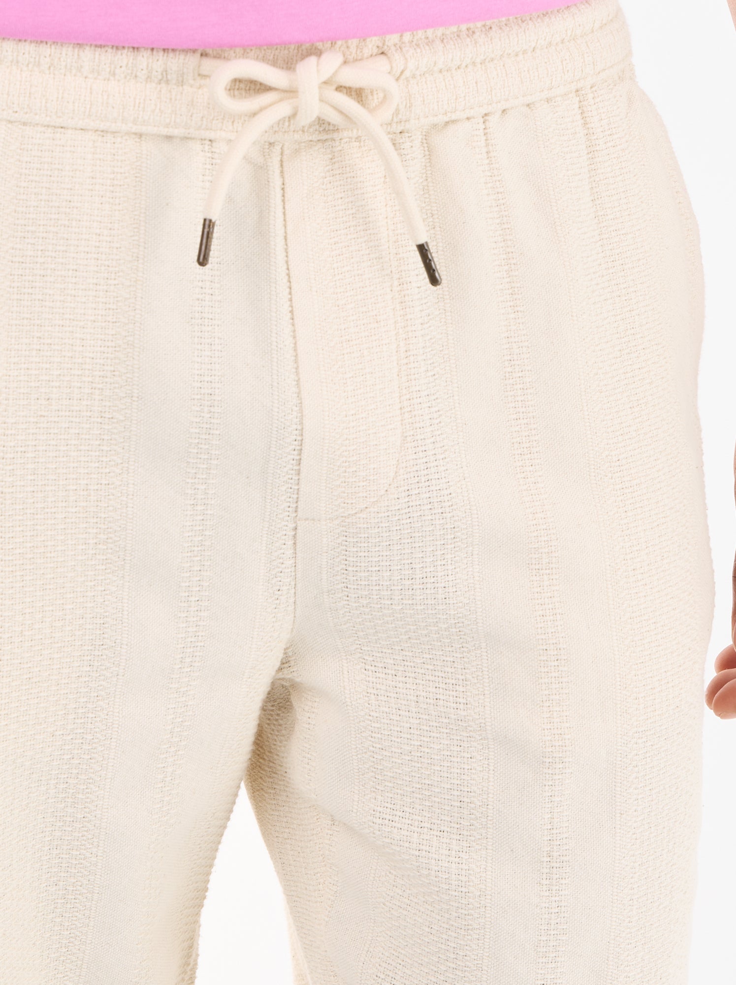 Pantalon uni en matière texturée - Beige