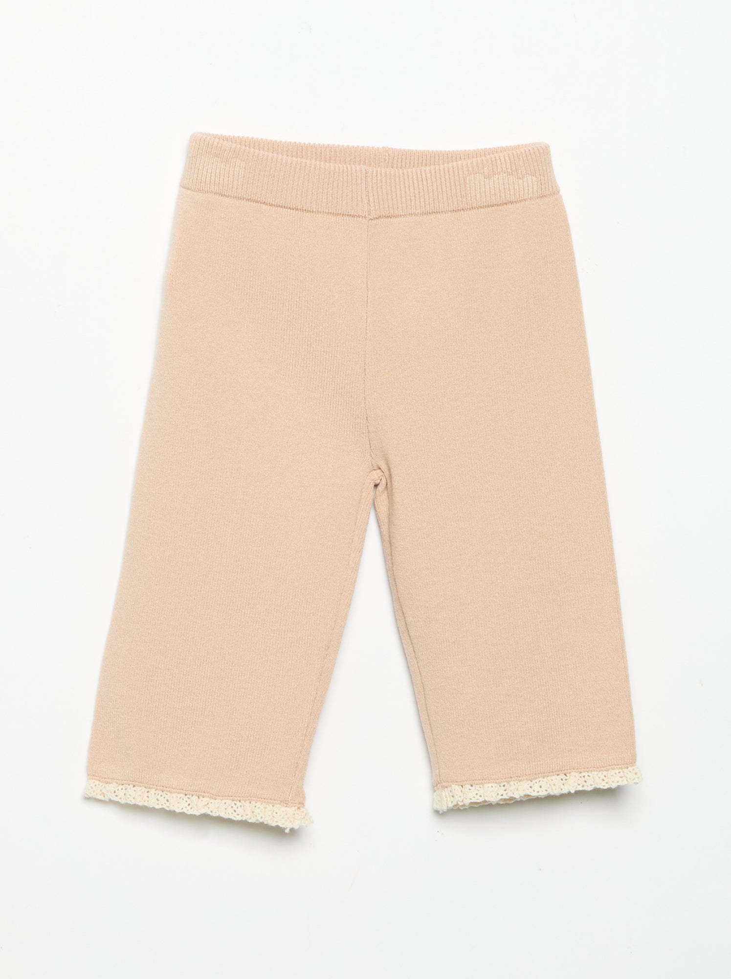 Pantalon uni en tricot - Beige