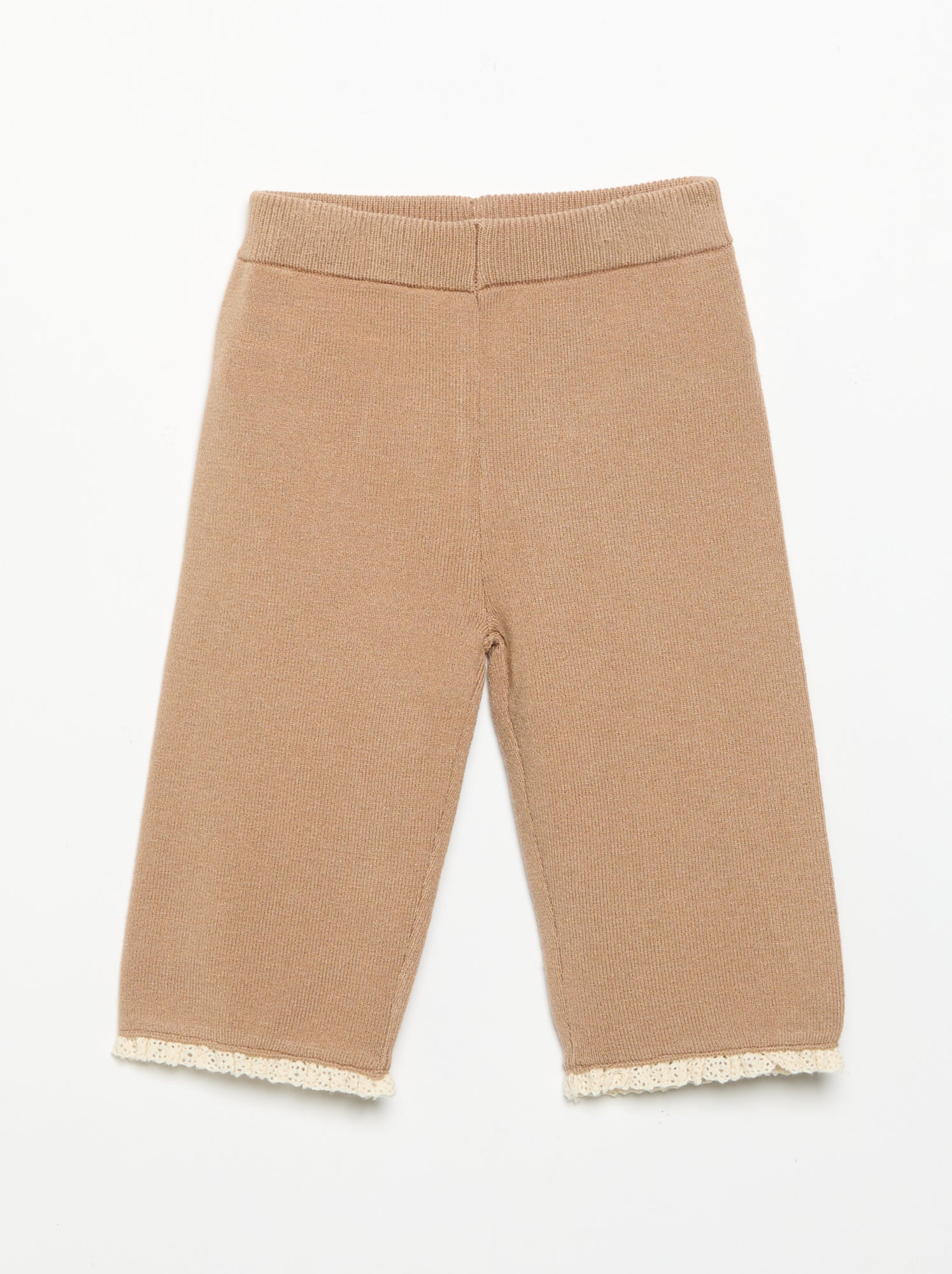 Pantalon uni en tricot - Marron
