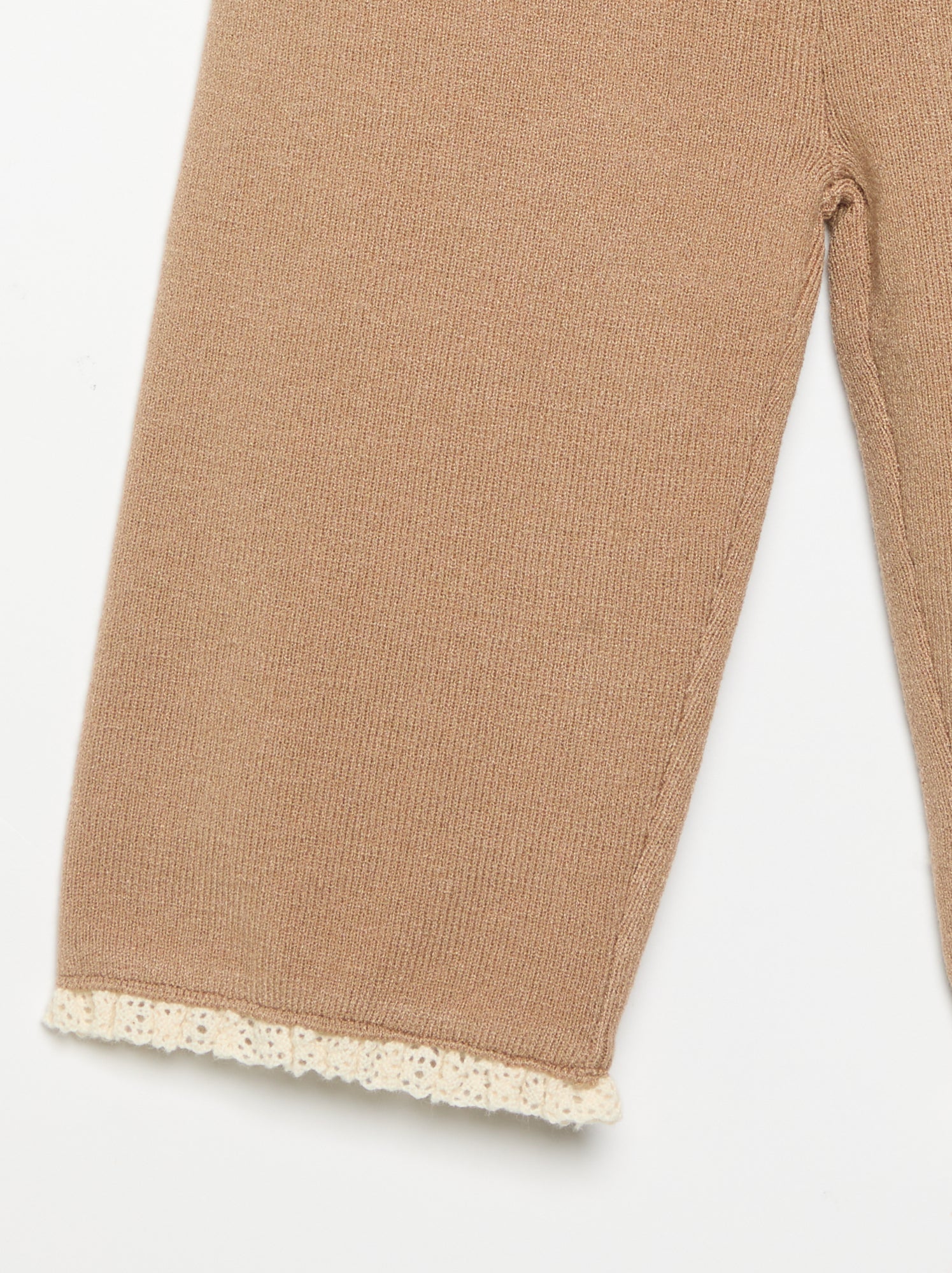 Pantalon uni en tricot - Marron