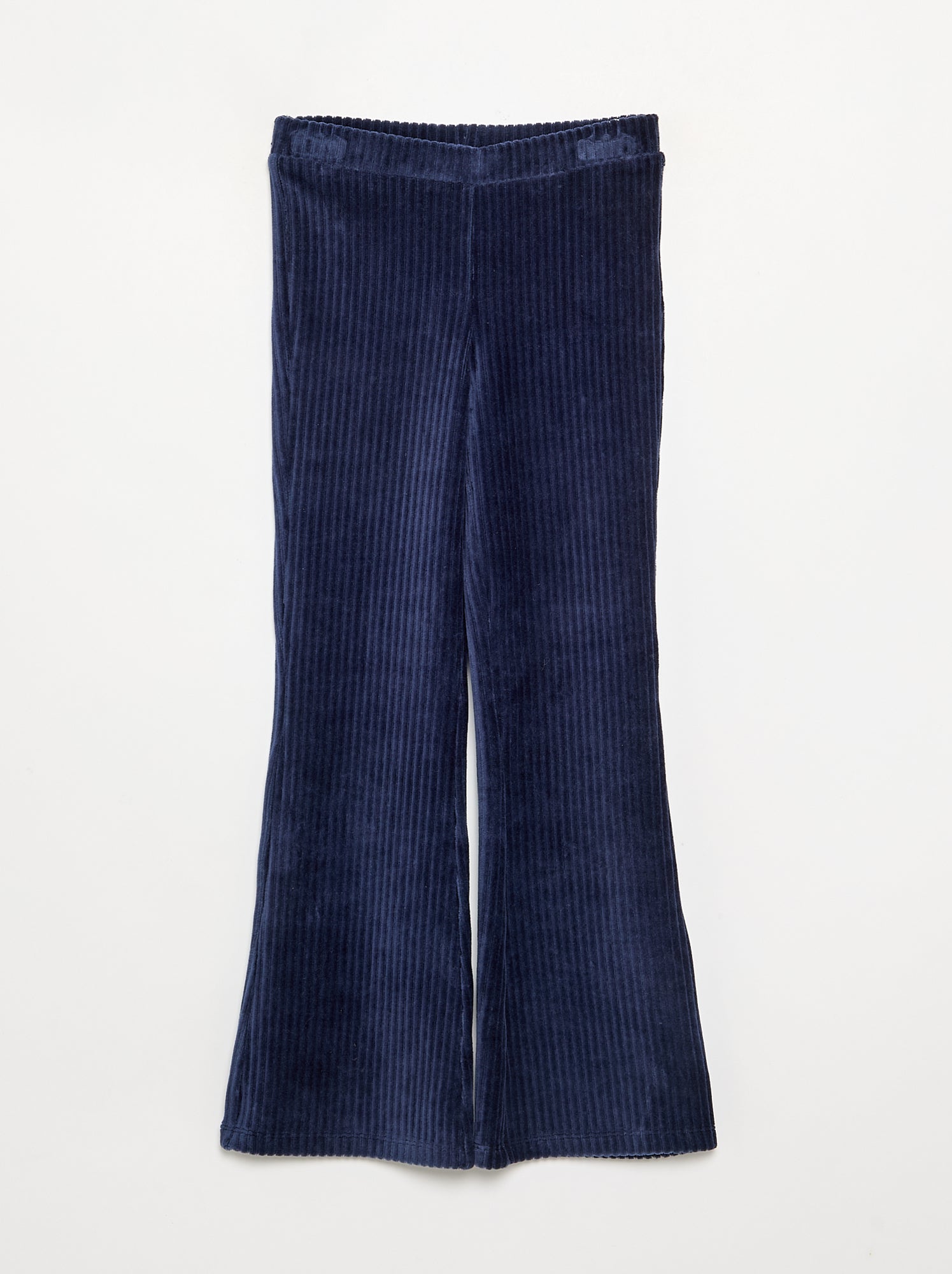 Pantalon uni en velours côtelé - Bleu