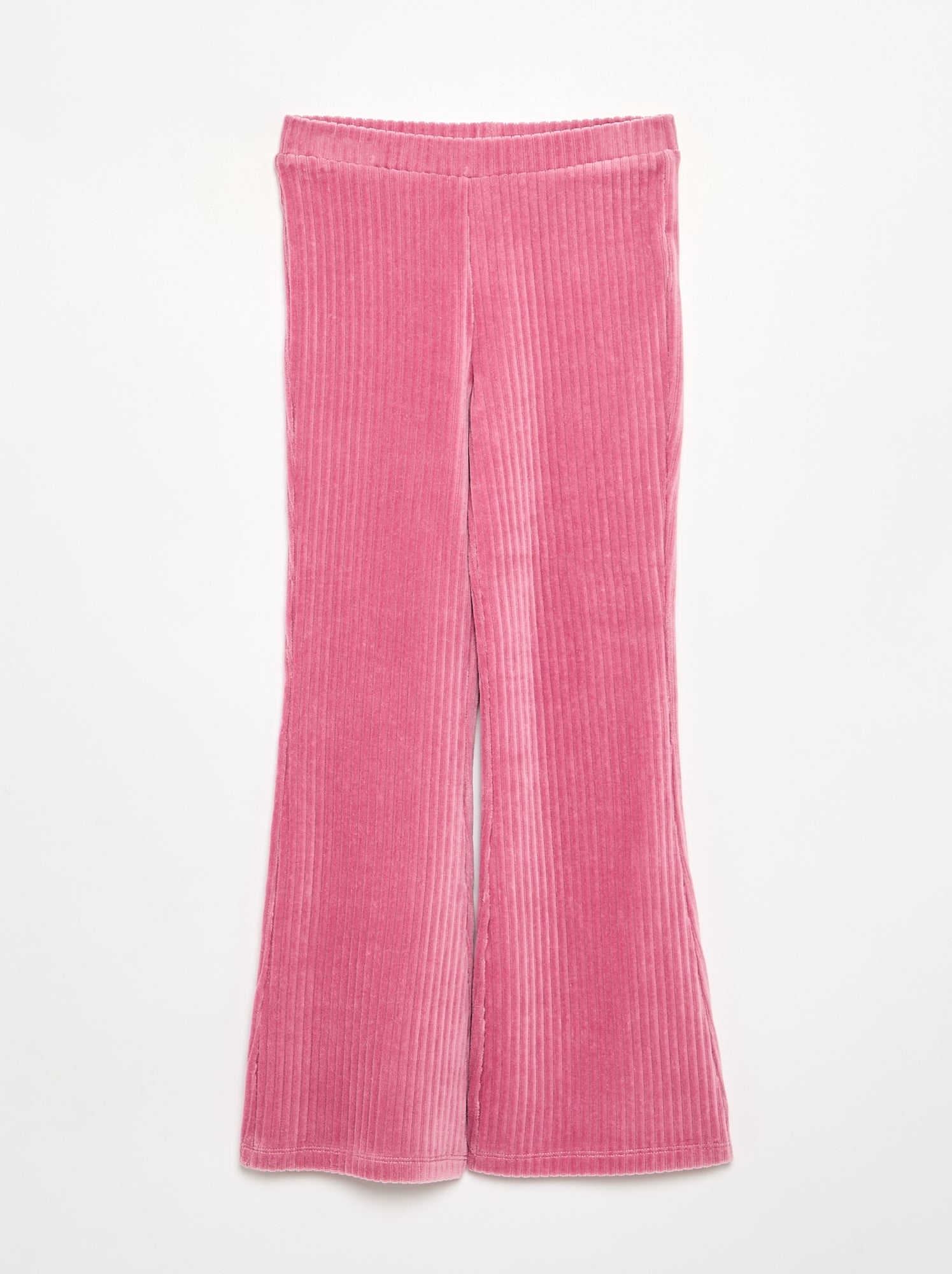 Pantalon uni en velours côtelé - Rose