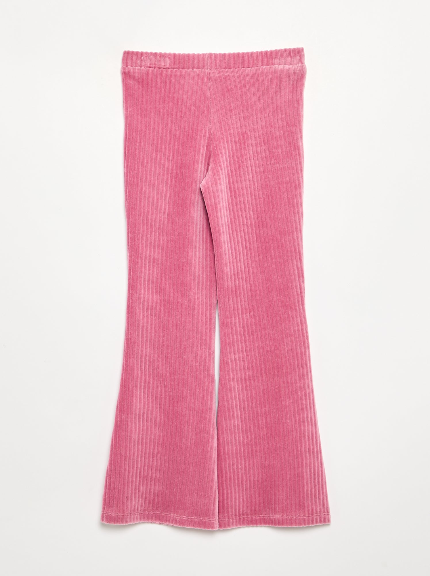Pantalon uni en velours côtelé - Rose