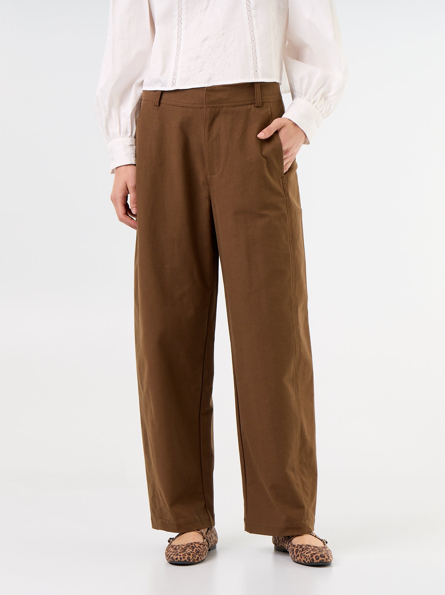 Pantalon uni forme large - Marron