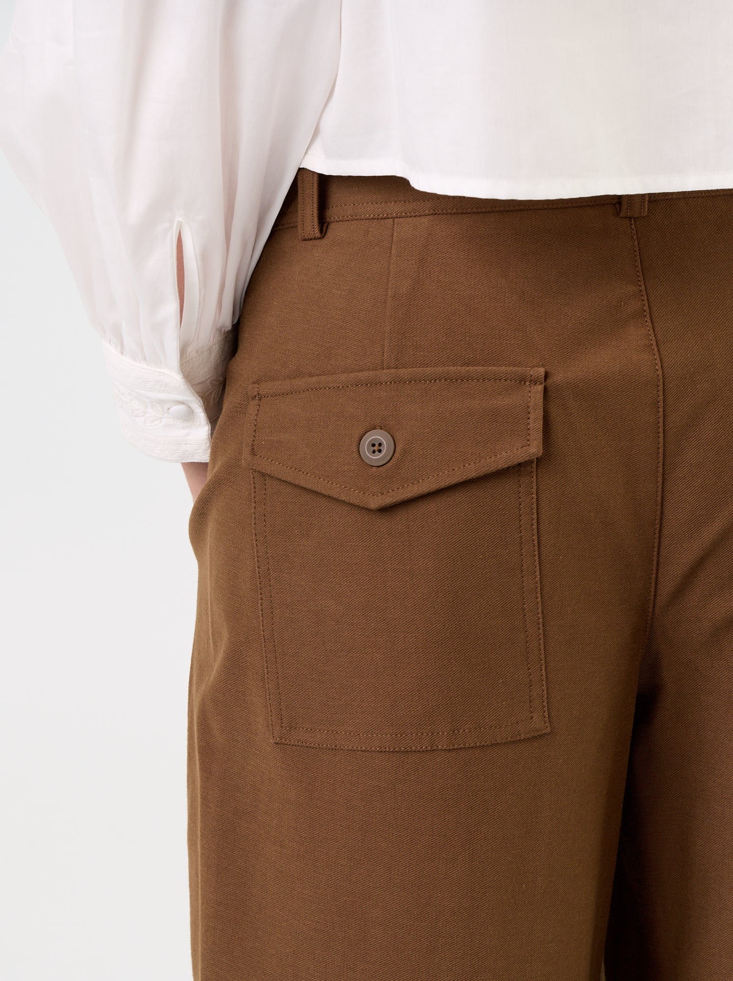 Pantalon uni forme large - Marron