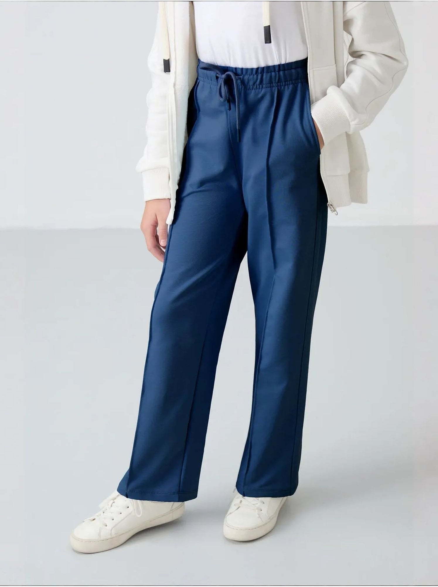 Pantalon unisexe junior en mélange de coton tommy - Bleu marine
